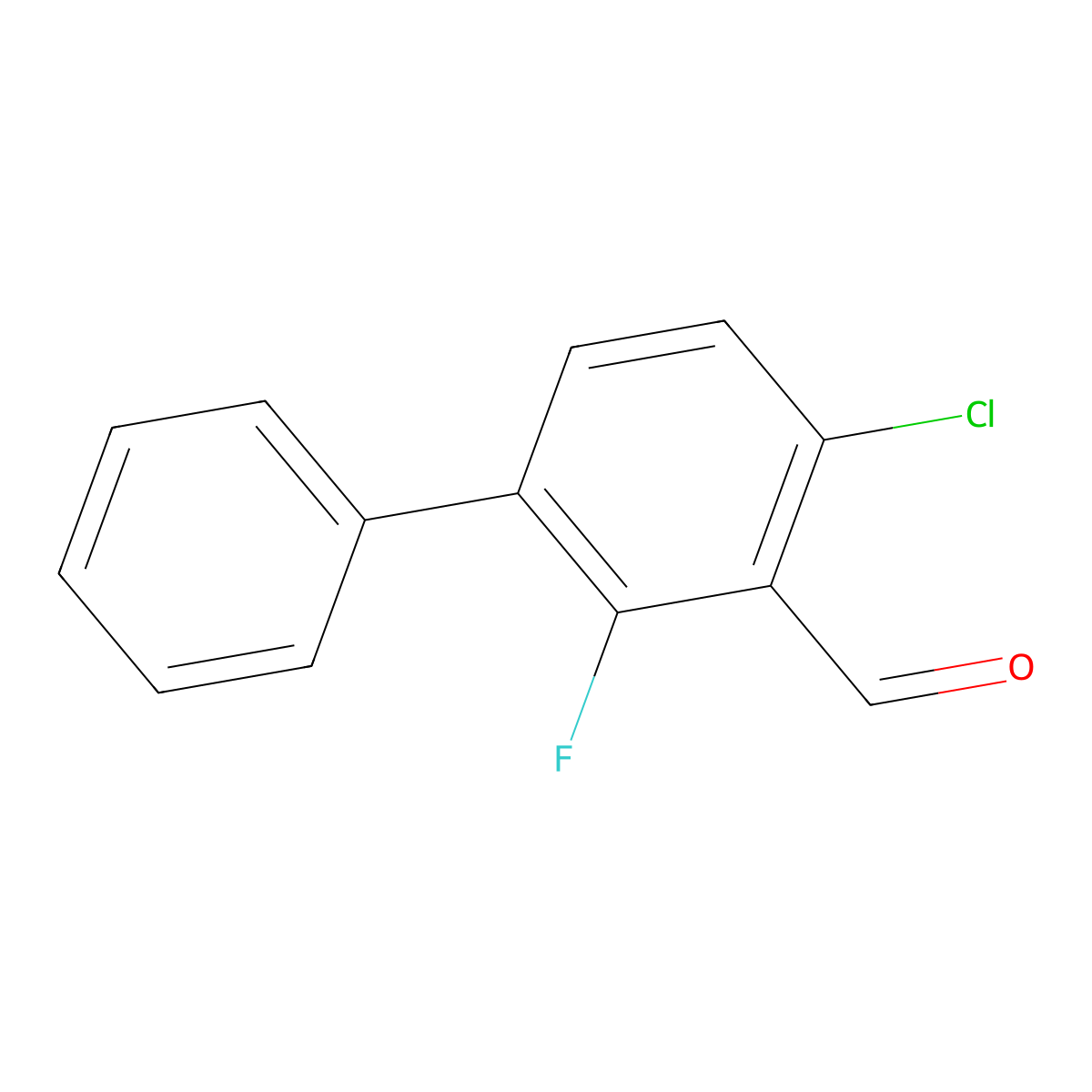 4-Chloro-2-fluoro-[1,1'-biphenyl]-3-carbaldehyde molecular structure, CAS 1214368-61-2