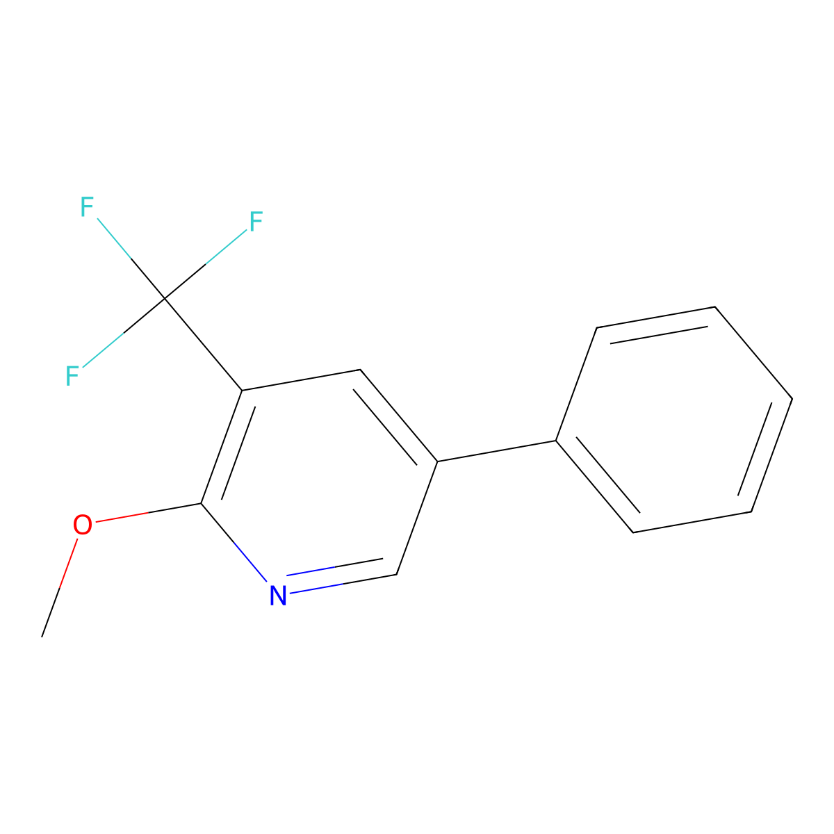 2-Methoxy-5-phenyl-3-(trifluoromethyl)pyridine molecular structure, CAS 1214369-85-3