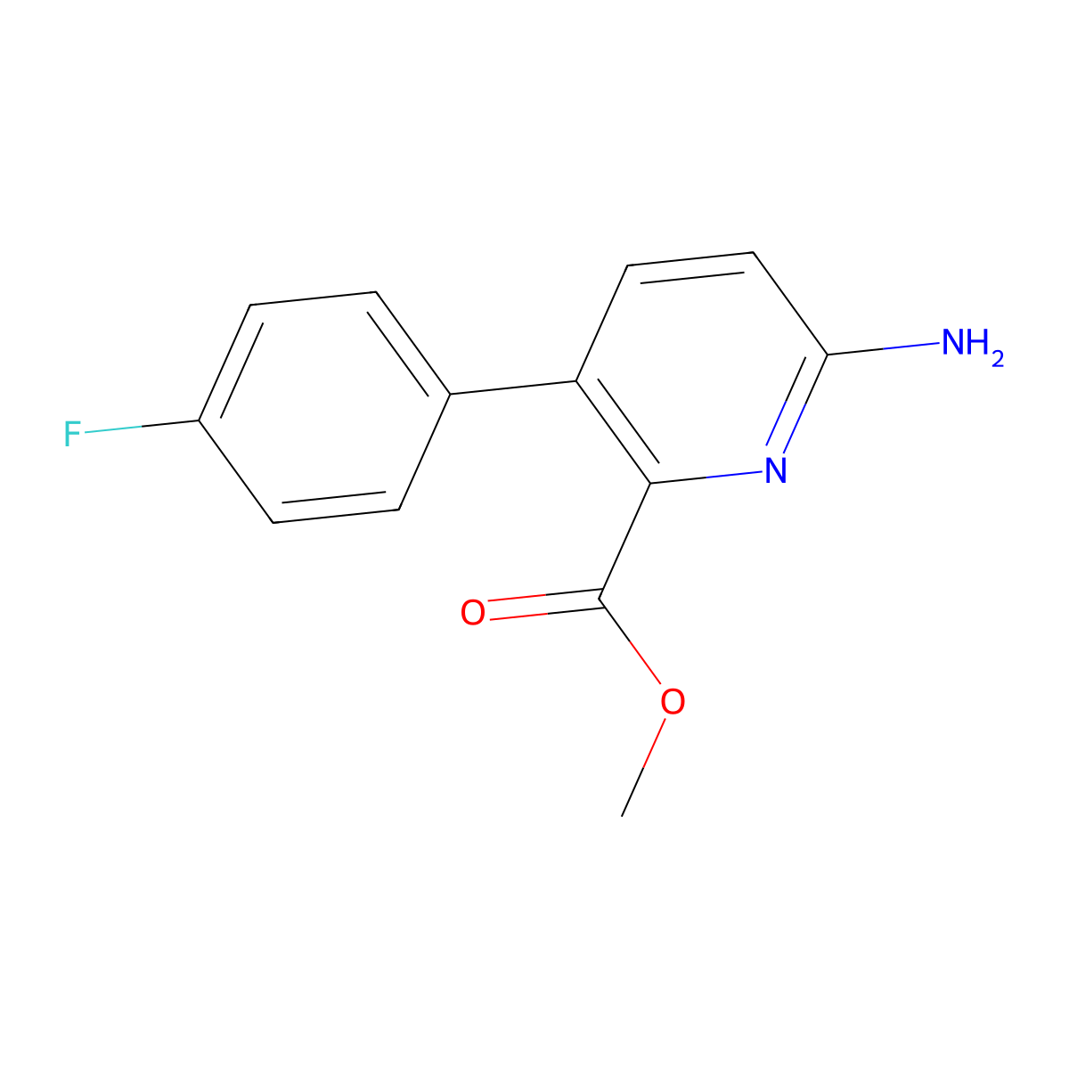Methyl 6-amino-3-(4-fluorophenyl)pyridine-2-carboxylate molecular structure, CAS 1214370-70-3