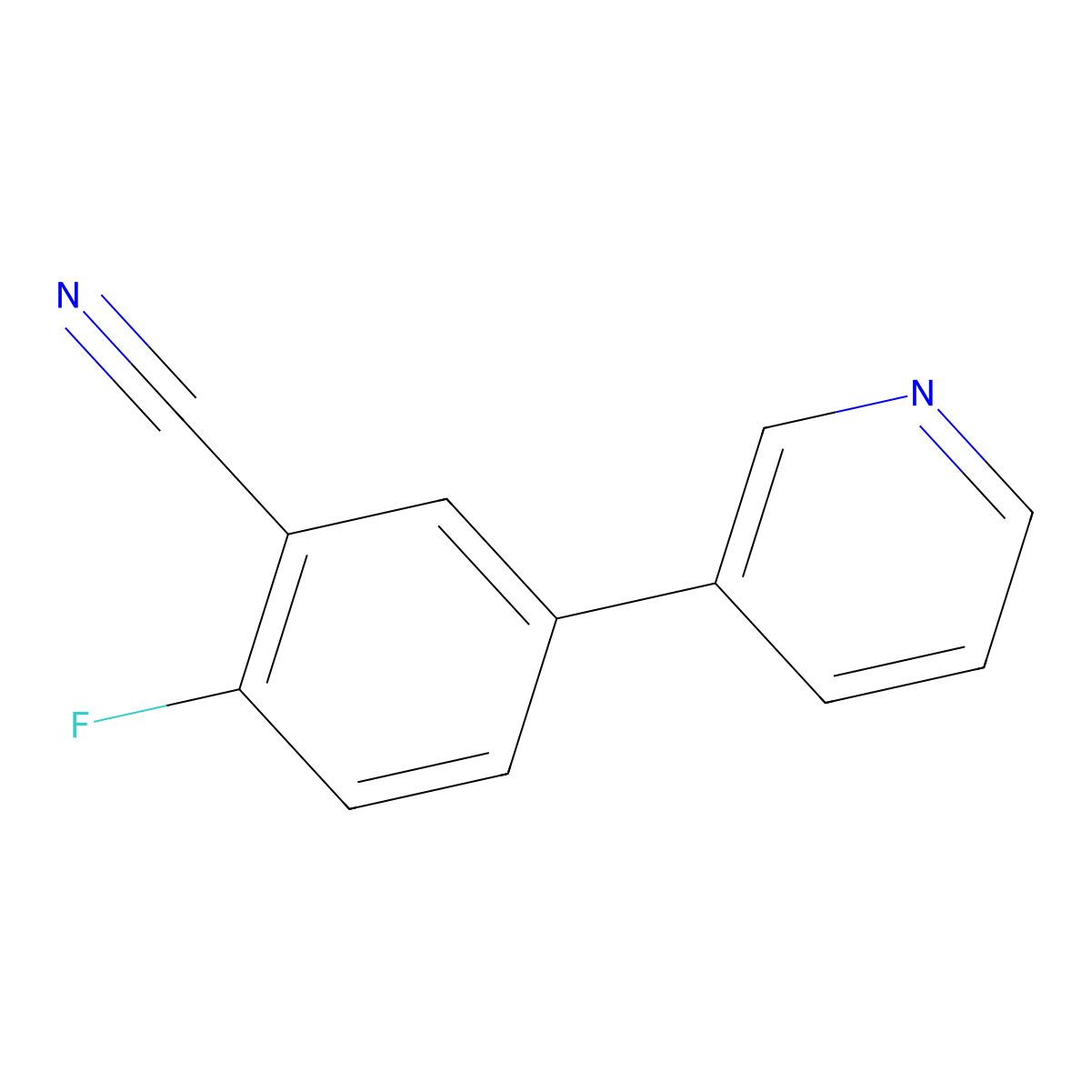 2-Fluoro-5-(pyridin-3-yl)benzonitrile molecular structure, CAS 1214371-00-2
