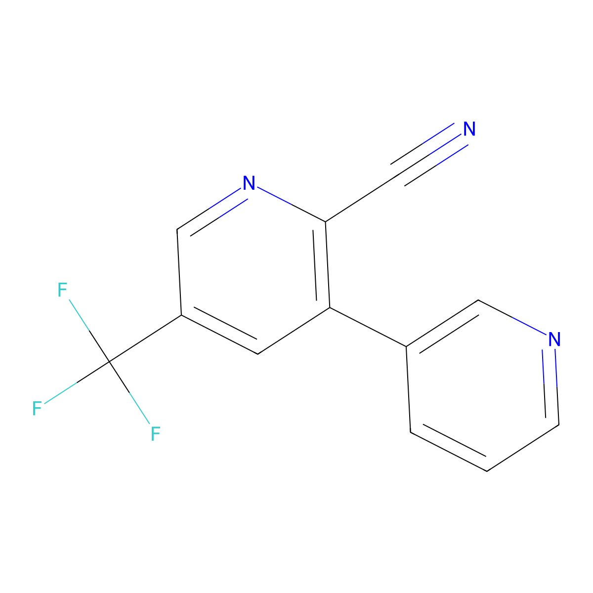 3-(Pyridin-3-yl)-5-(trifluoromethyl)picolinonitrile molecular structure, CAS 1214371-68-2