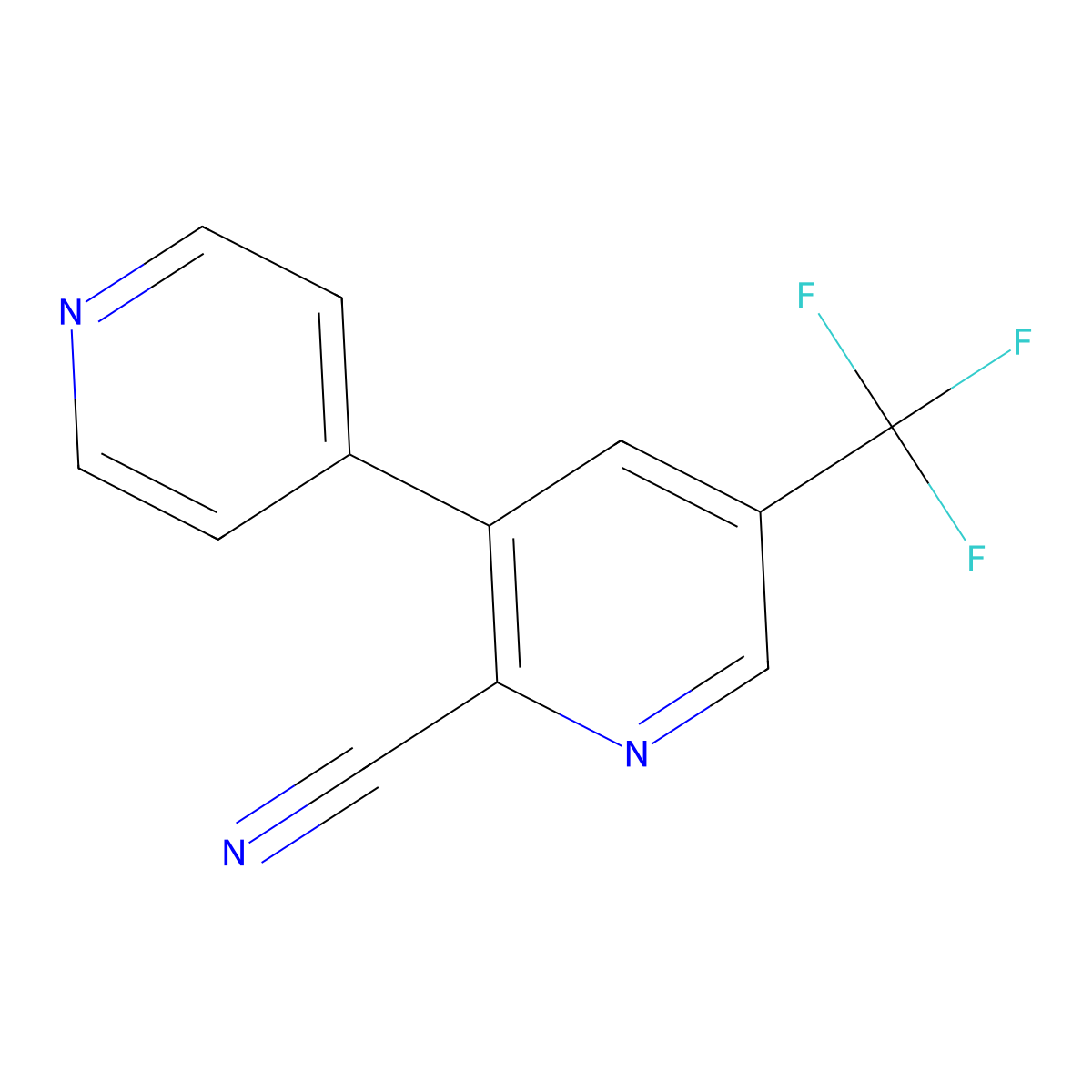 3-(Pyridin-4-yl)-5-(trifluoromethyl)picolinonitrile molecular structure, CAS 1214371-85-3