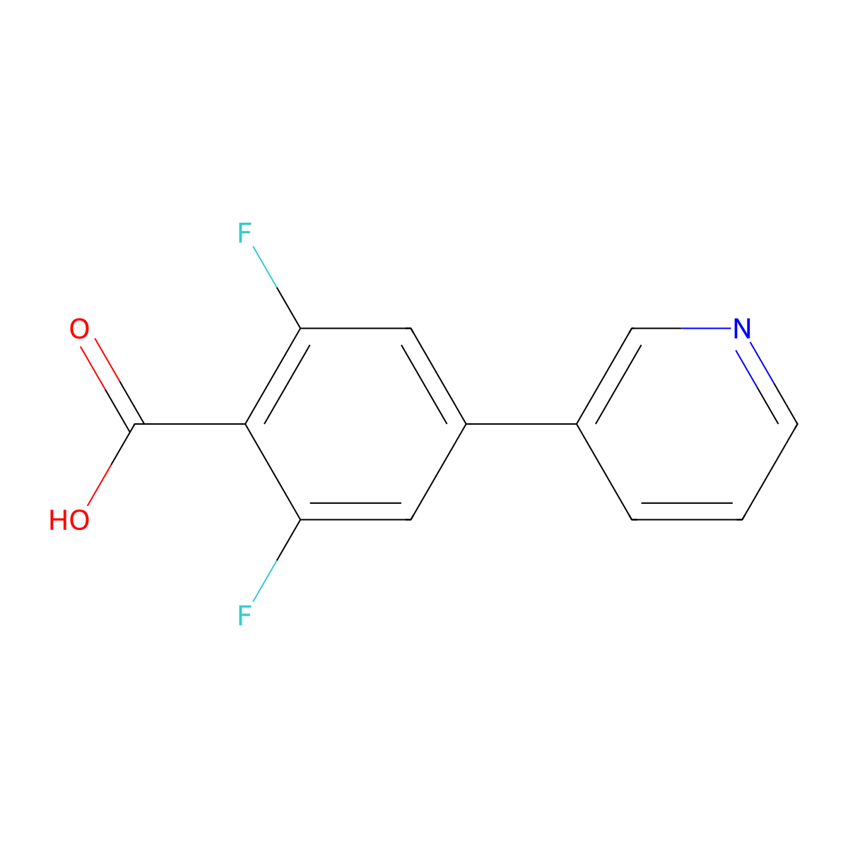 2,6-Difluoro-4-(pyridin-3-yl)benzoic acid molecular structure, CAS 1214372-01-6