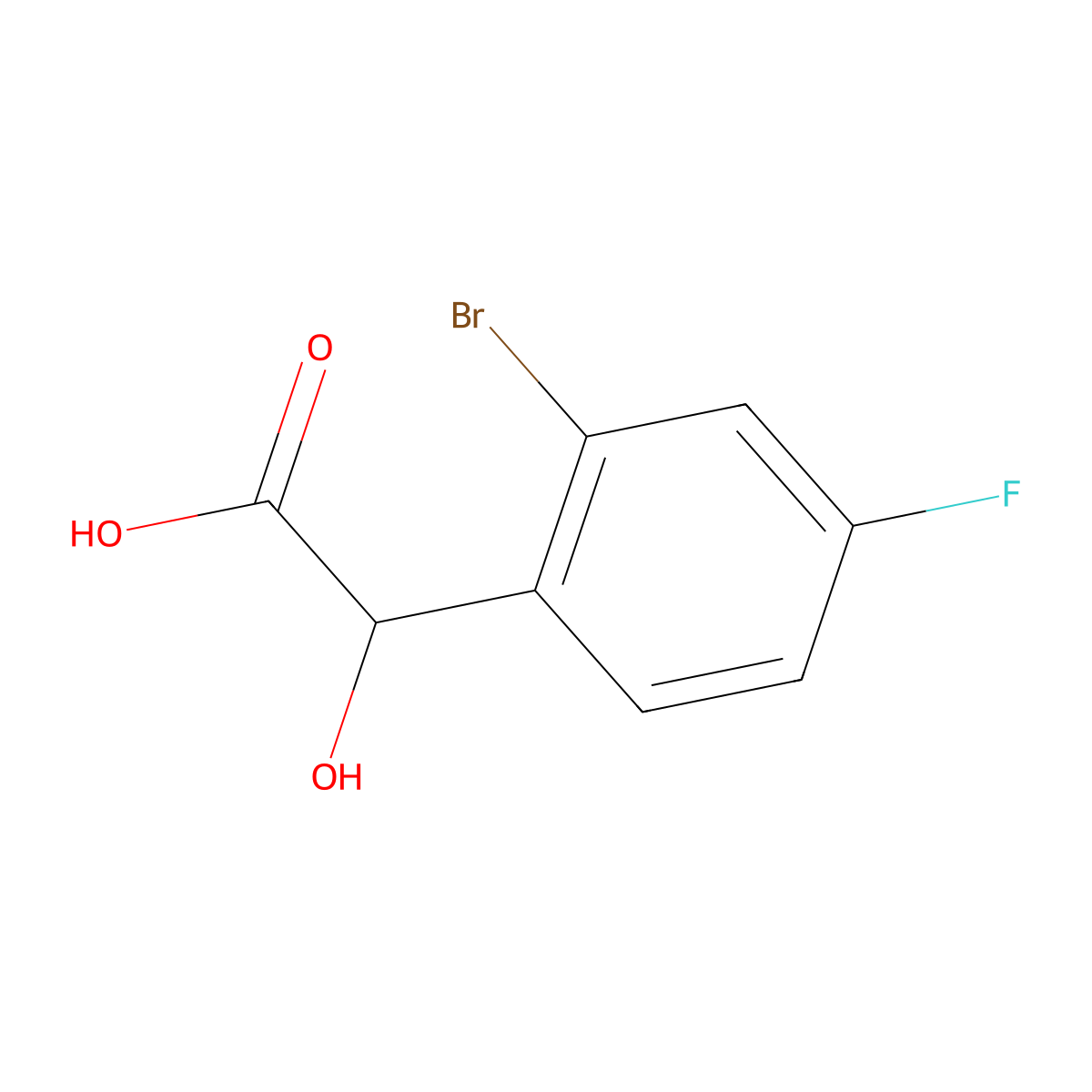 2-(2-Bromo-4-fluorophenyl)-2-hydroxyacetic acid molecular structure, CAS 1214372-24-3