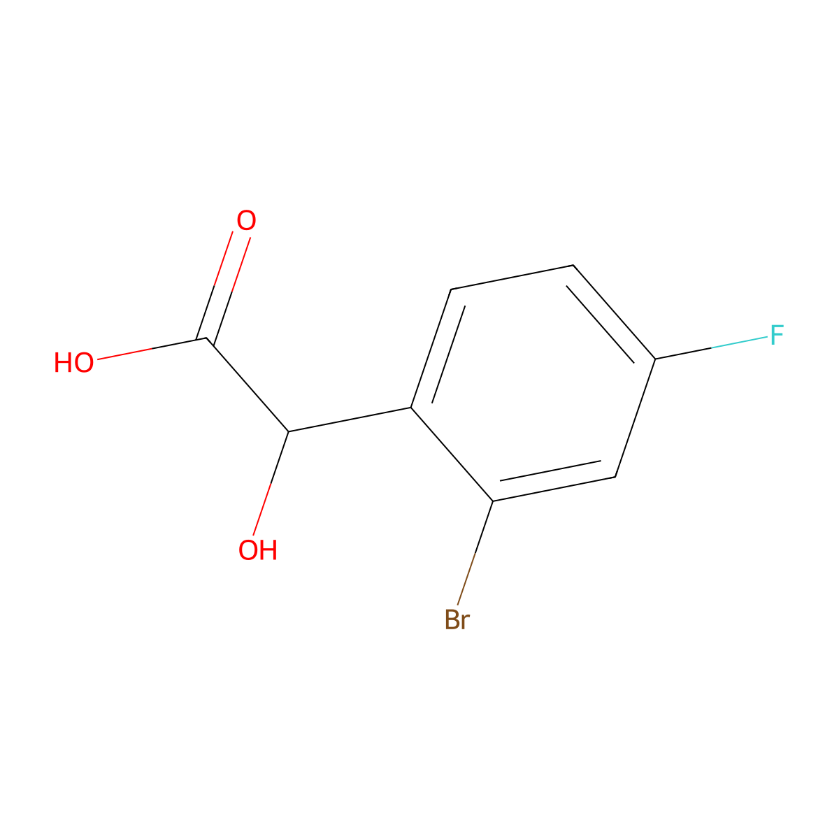 2-(2-Bromo-4-fluorophenyl)-2-hydroxyacetic acid molecular structure, CAS 1214372-24-3