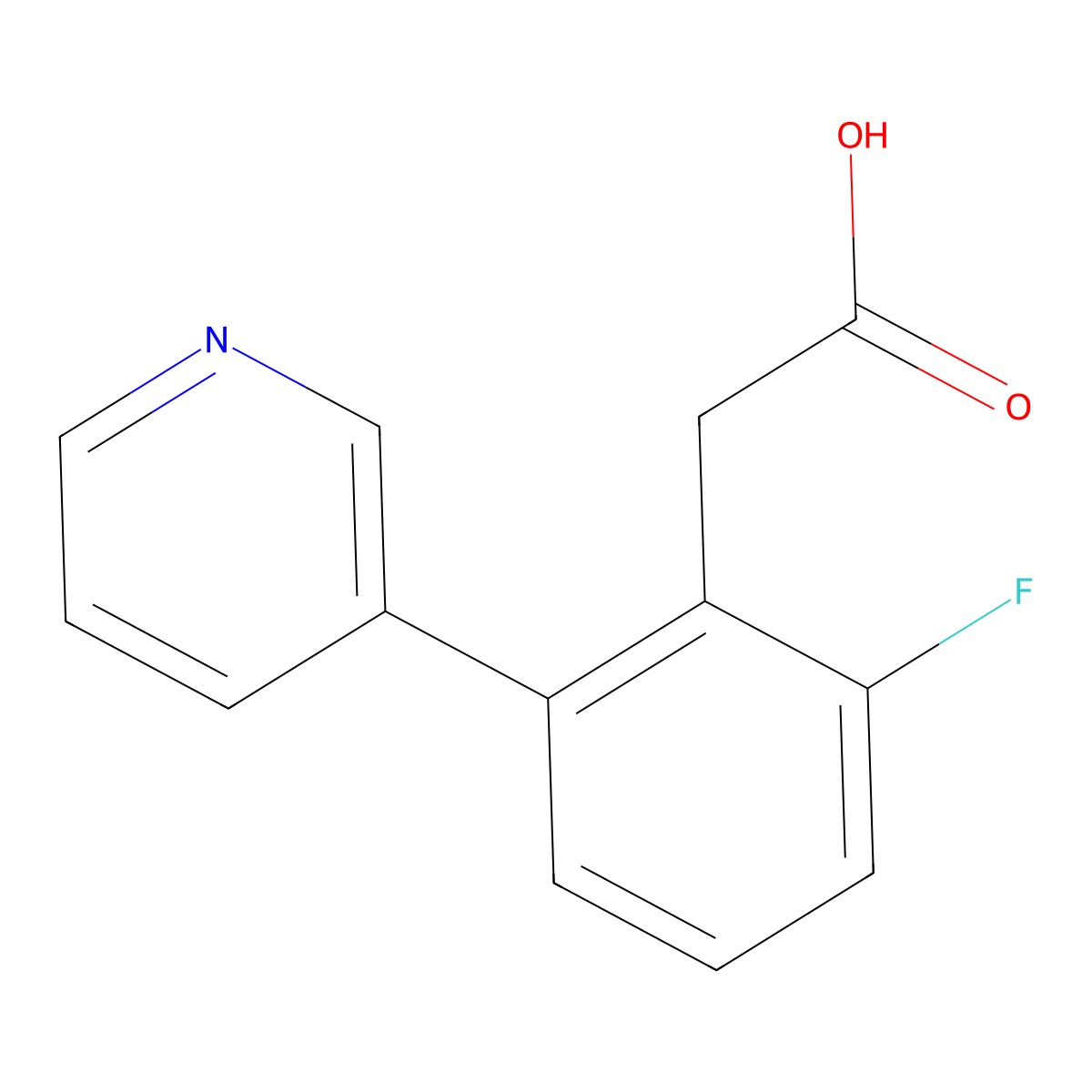 2-(2-Fluoro-6-pyridin-3-ylphenyl)acetic acid molecular structure, CAS 1214372-25-4