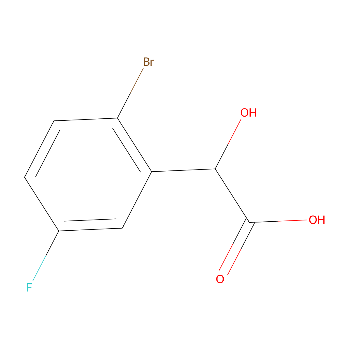 2-(2-Bromo-5-fluorophenyl)-2-hydroxyacetic acid molecular structure, CAS 1214372-28-7