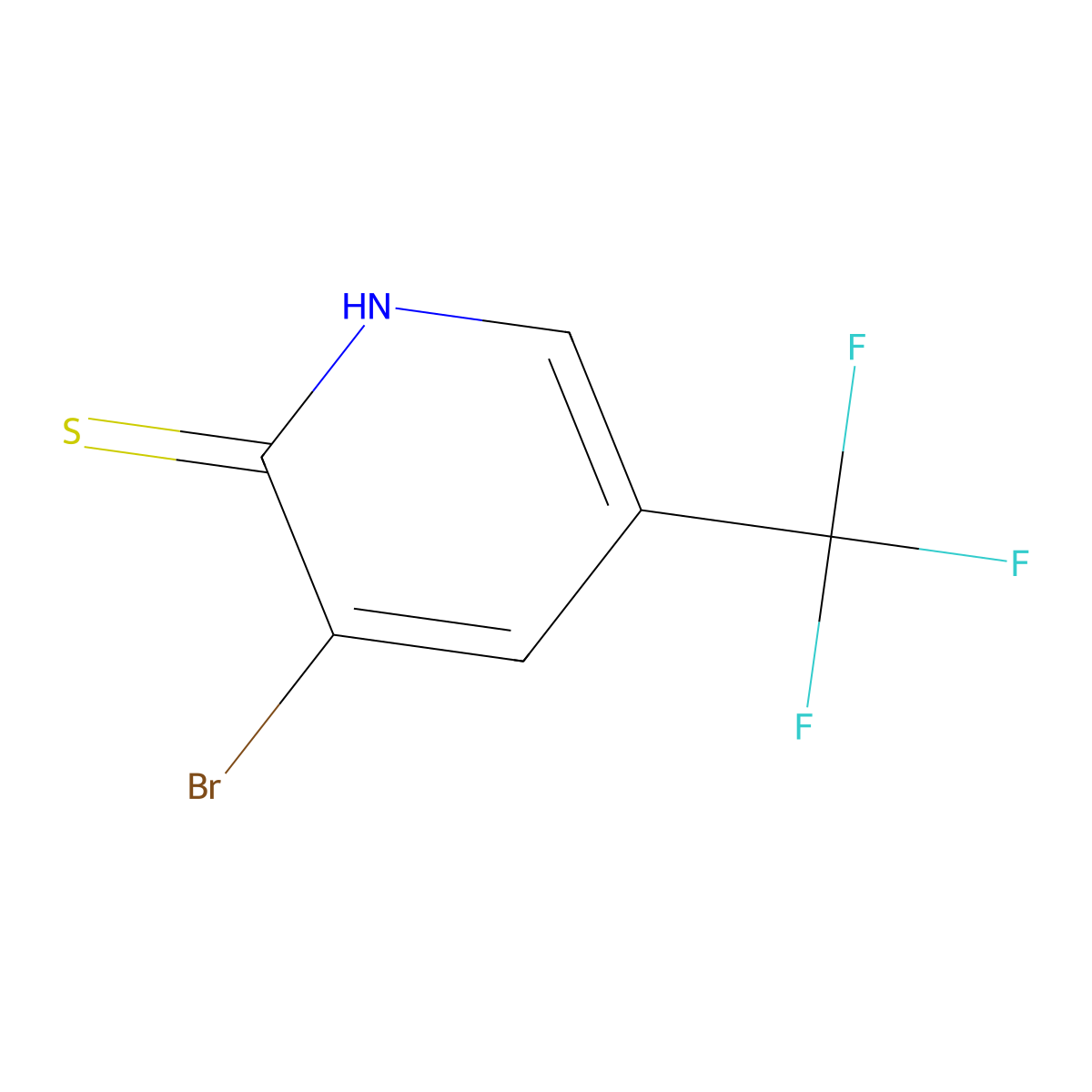 3-Bromo-5-(trifluoromethyl)pyridine-2-thiol molecular structure, CAS 1214372-31-2