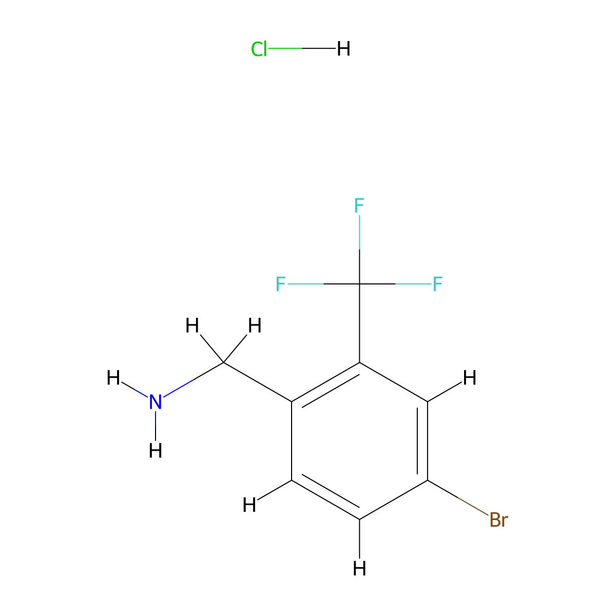 (4-Bromo-2-(trifluoromethyl)phenyl)methanamine hydrochloride molecular structure, CAS 1214372-39-0