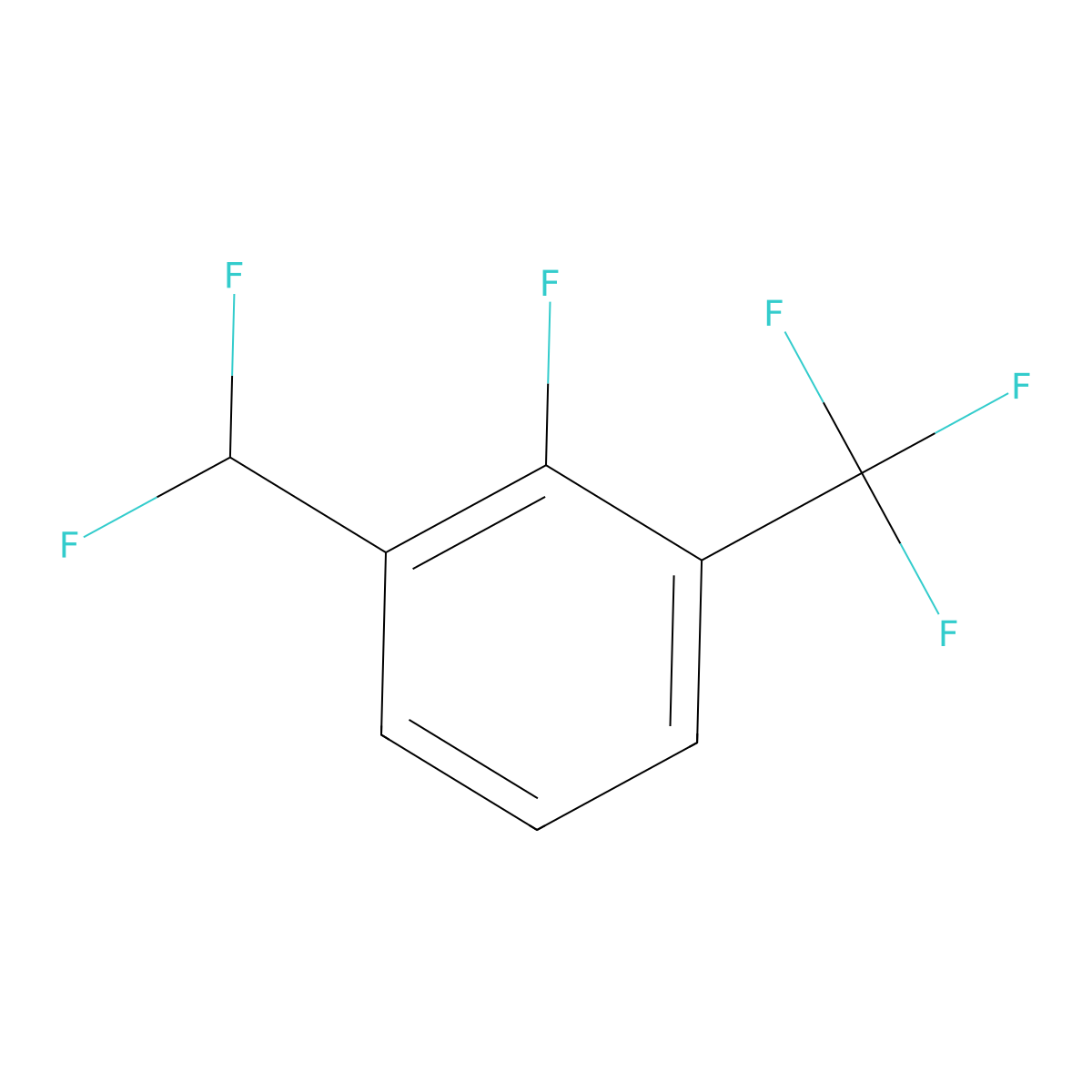 1-(Difluoromethyl)-2-fluoro-3-(trifluoromethyl)benzene molecular structure, CAS 1214372-93-6