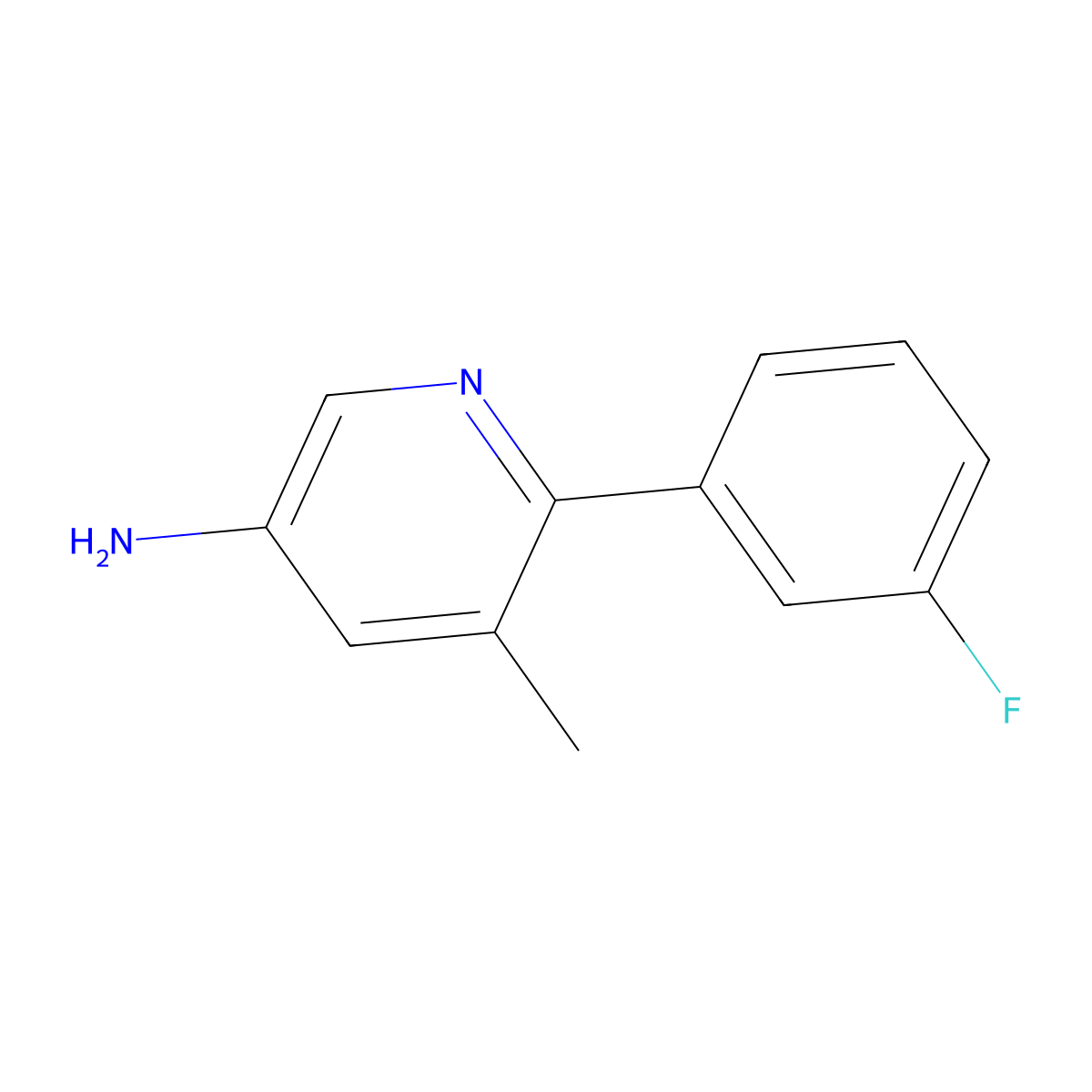 6-(3-Fluorophenyl)-5-methylpyridin-3-amine molecular structure, CAS 1214373-18-8