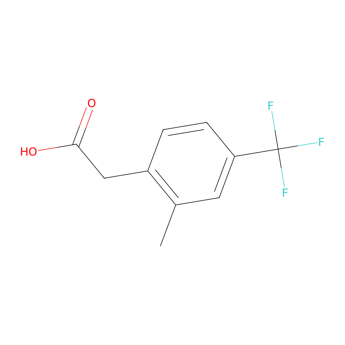 2-[2-Methyl-4-(trifluoromethyl)phenyl]acetic acid molecular structure, CAS 1214373-27-9