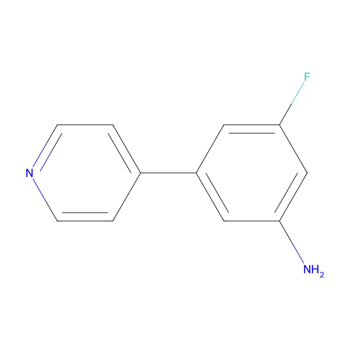 3-Fluoro-5-(4-pyridinyl)benzenamine molecular structure, CAS 1214373-33-7