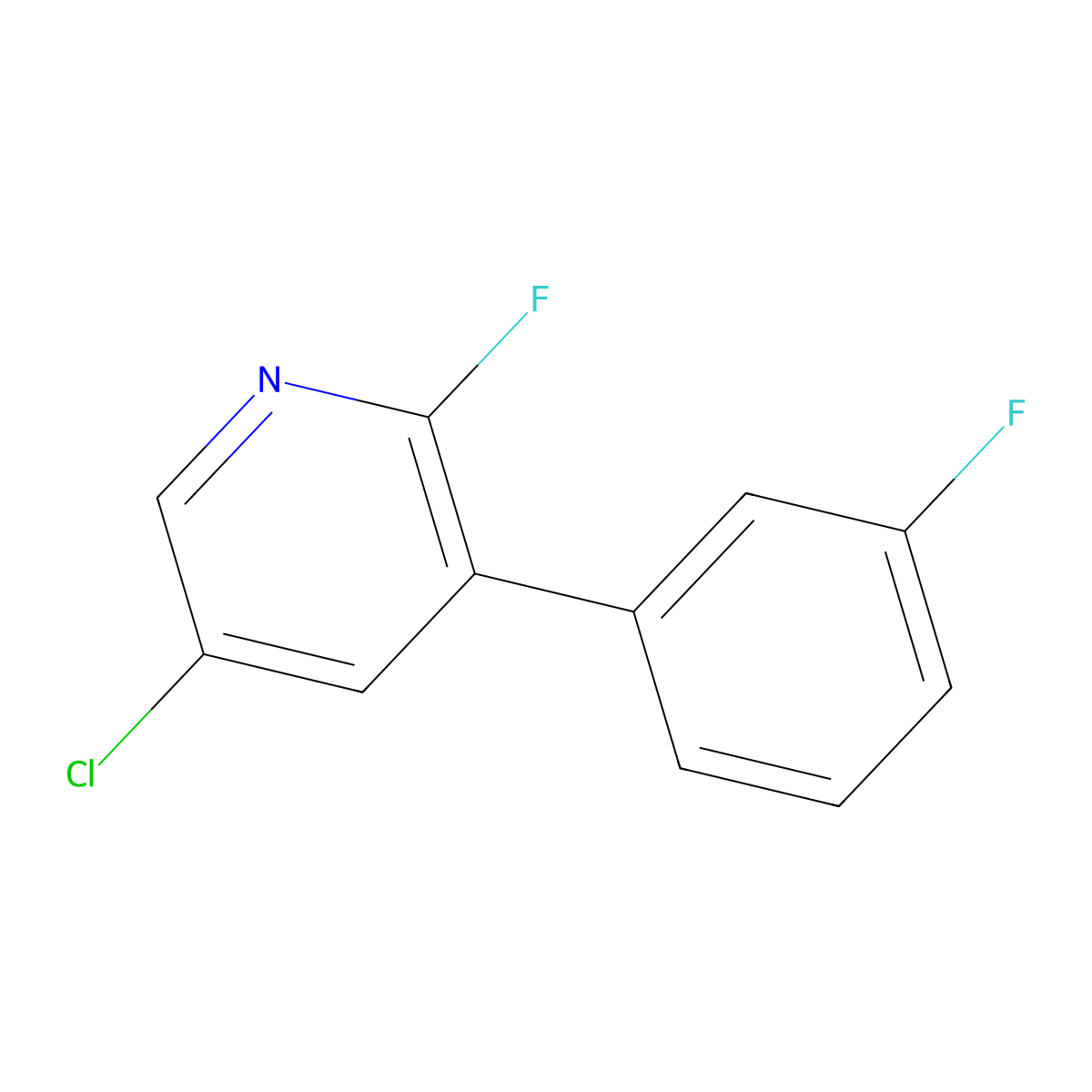 5-Chloro-2-fluoro-3-(3-fluorophenyl)pyridine molecular structure, CAS 1214373-37-1