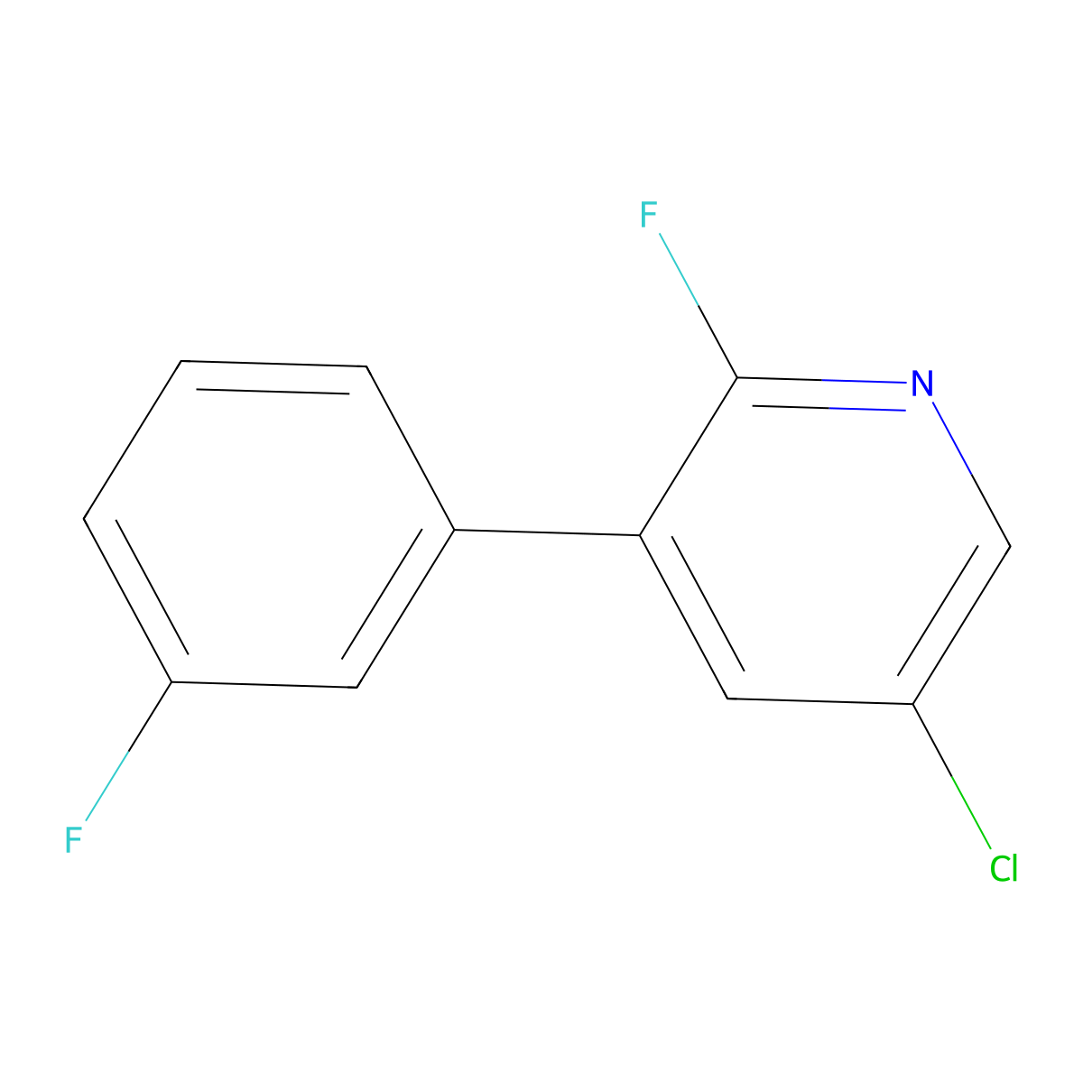 5-Chloro-2-fluoro-3-(3-fluorophenyl)pyridine molecular structure, CAS 1214373-37-1