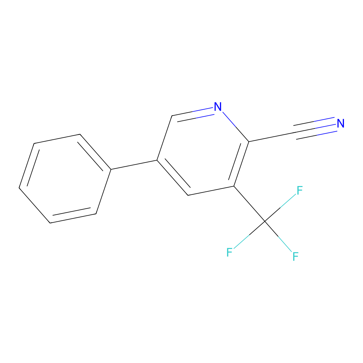 2-Cyano-5-phenyl-3-(trifluoromethyl)pyridine molecular structure, CAS 1214373-39-3