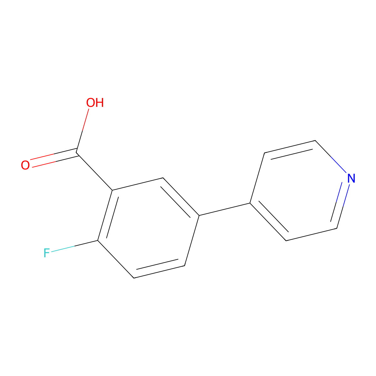 2-Fluoro-5-(pyridin-4-yl)benzoic acid molecular structure, CAS 1214373-73-5