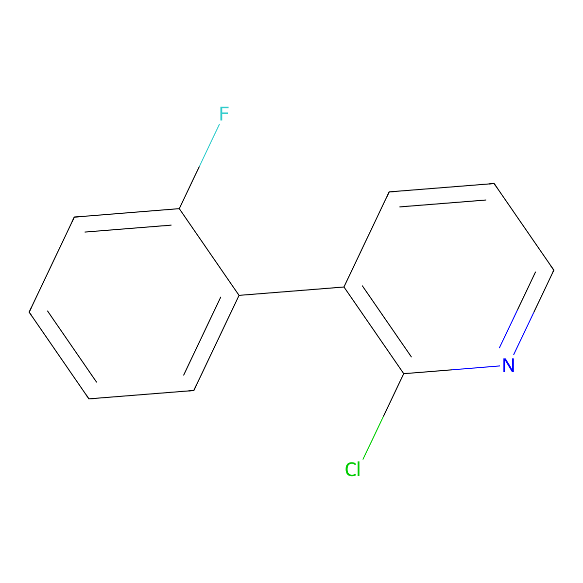 2-Chloro-3-(2-fluorophenyl)pyridine molecular structure, CAS 1214373-79-1