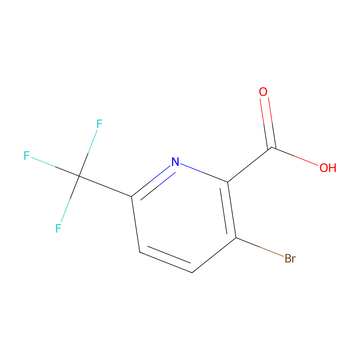 3-Bromo-6-(trifluoromethyl)pyridine-2-carboxylic acid molecular structure, CAS 1214373-82-6