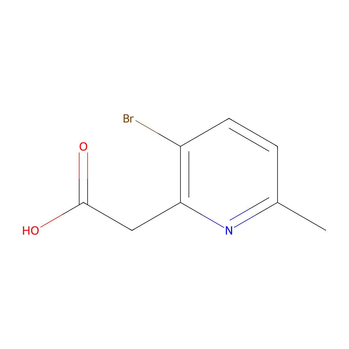 2-(3-Bromo-6-methylpyridin-2-yl)acetic acid molecular structure, CAS 1214374-30-7