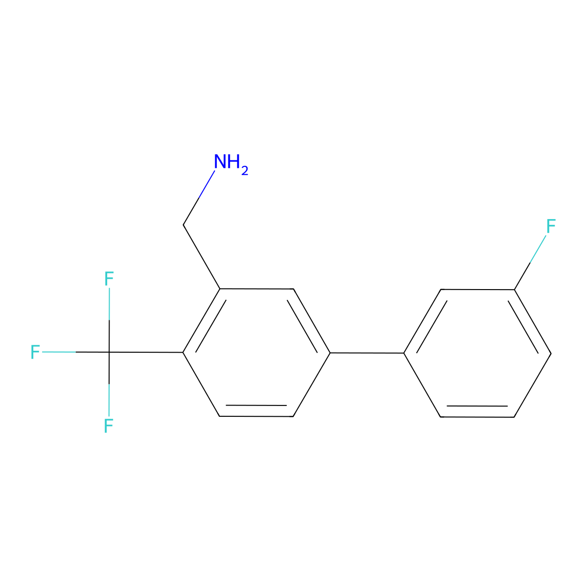 (3'-Fluoro-4-(trifluoromethyl)biphenyl-3-yl)methanamine molecular structure, CAS 1214375-75-3