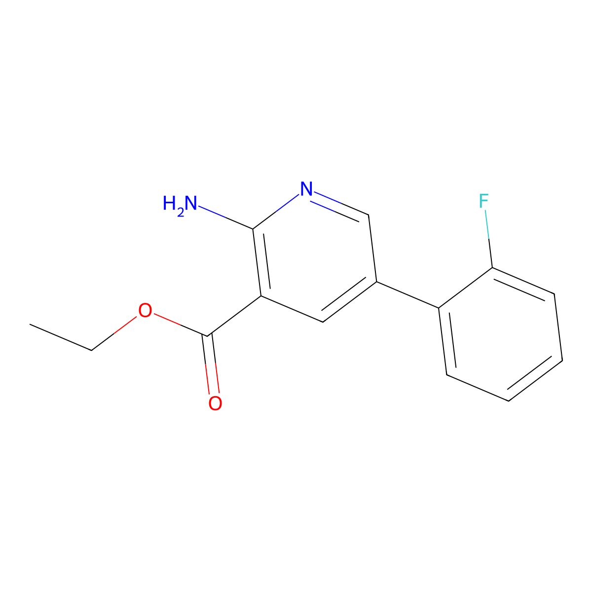 Ethyl 2-amino-5-(2-fluorophenyl)-3-pyridinecarboxylate molecular structure, CAS 1214376-13-2