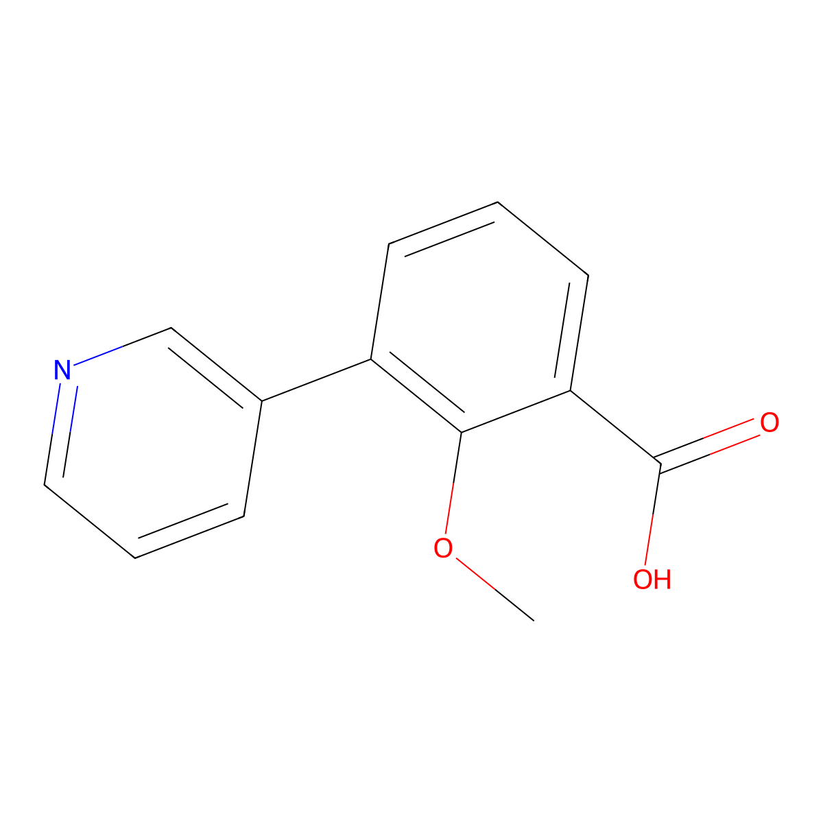 2-Methoxy-3-(3-pyridinyl)benzoic acid molecular structure, CAS 1214376-45-0
