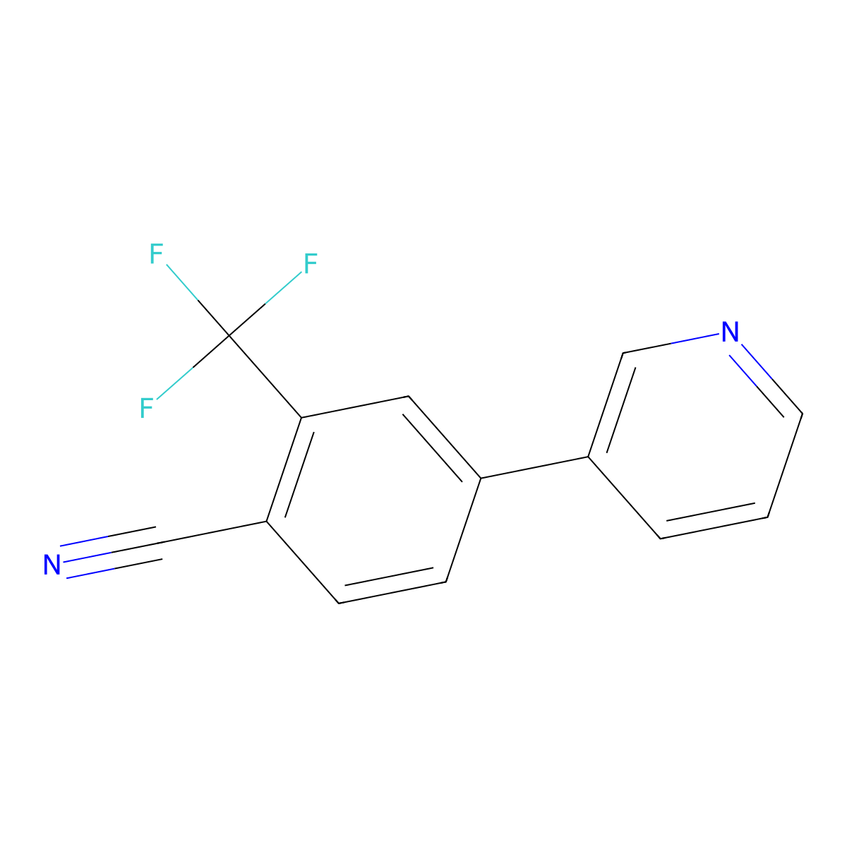 4-(Pyridin-3-yl)-2-(trifluoromethyl)benzonitrile molecular structure, CAS 1214376-63-2