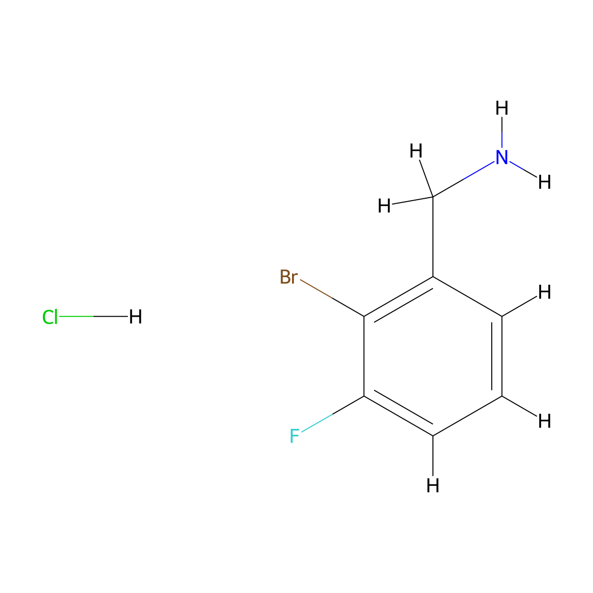 (2-Bromo-3-fluorophenyl)methanamine hydrochloride molecular structure, CAS 1214376-83-6