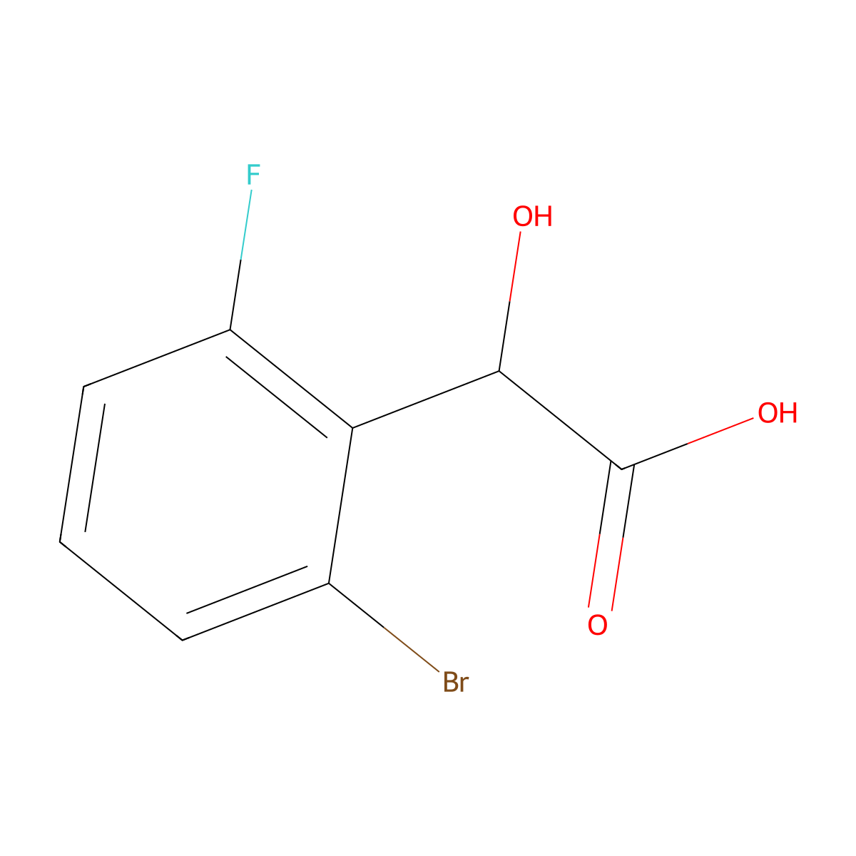 2-(2-Bromo-6-fluorophenyl)-2-hydroxyacetic acid molecular structure, CAS 1214376-92-7