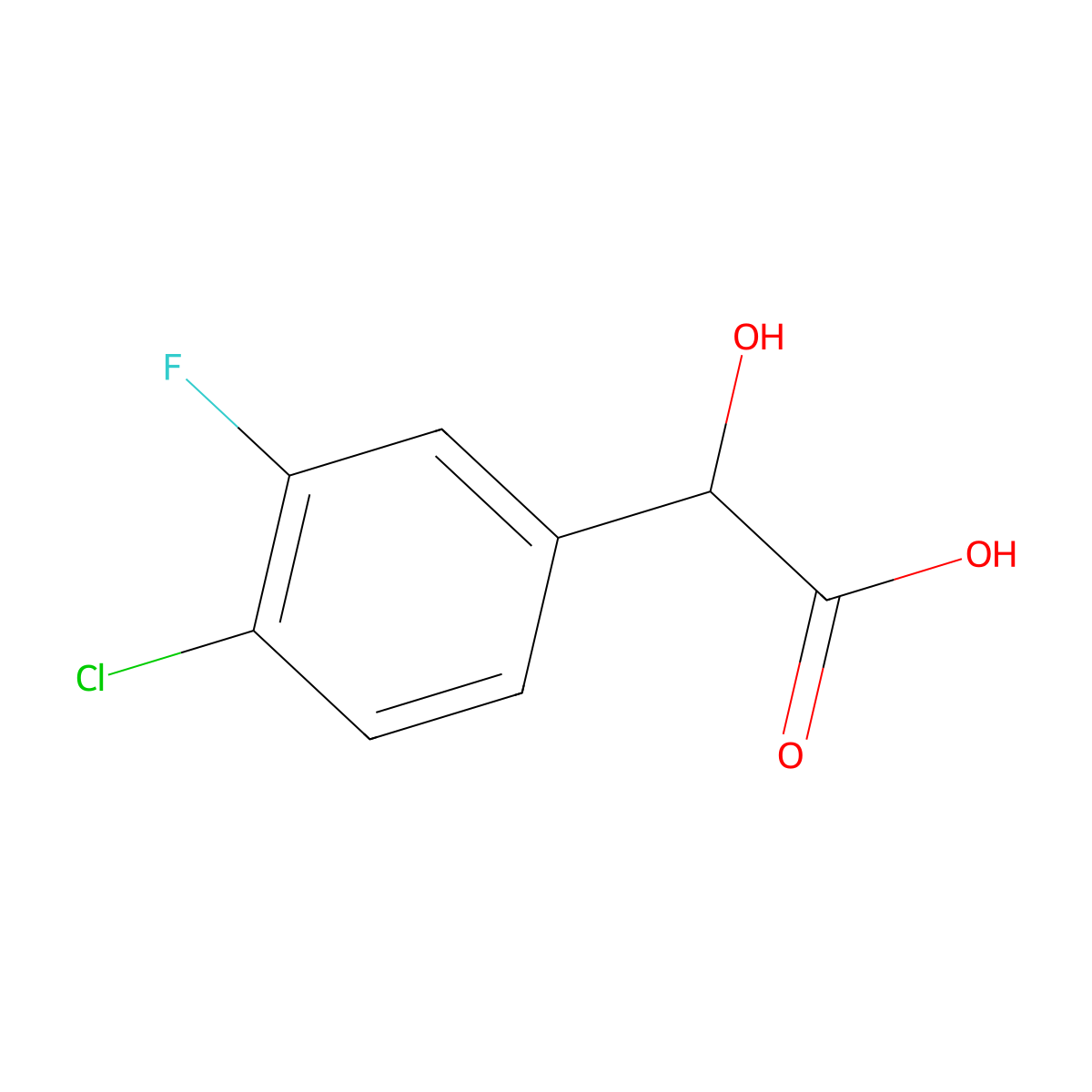 2-(4-Chloro-3-fluorophenyl)-2-hydroxyacetic acid molecular structure, CAS 1214376-99-4