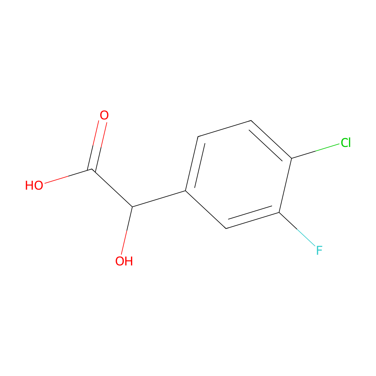 2-(4-Chloro-3-fluorophenyl)-2-hydroxyacetic acid molecular structure, CAS 1214376-99-4