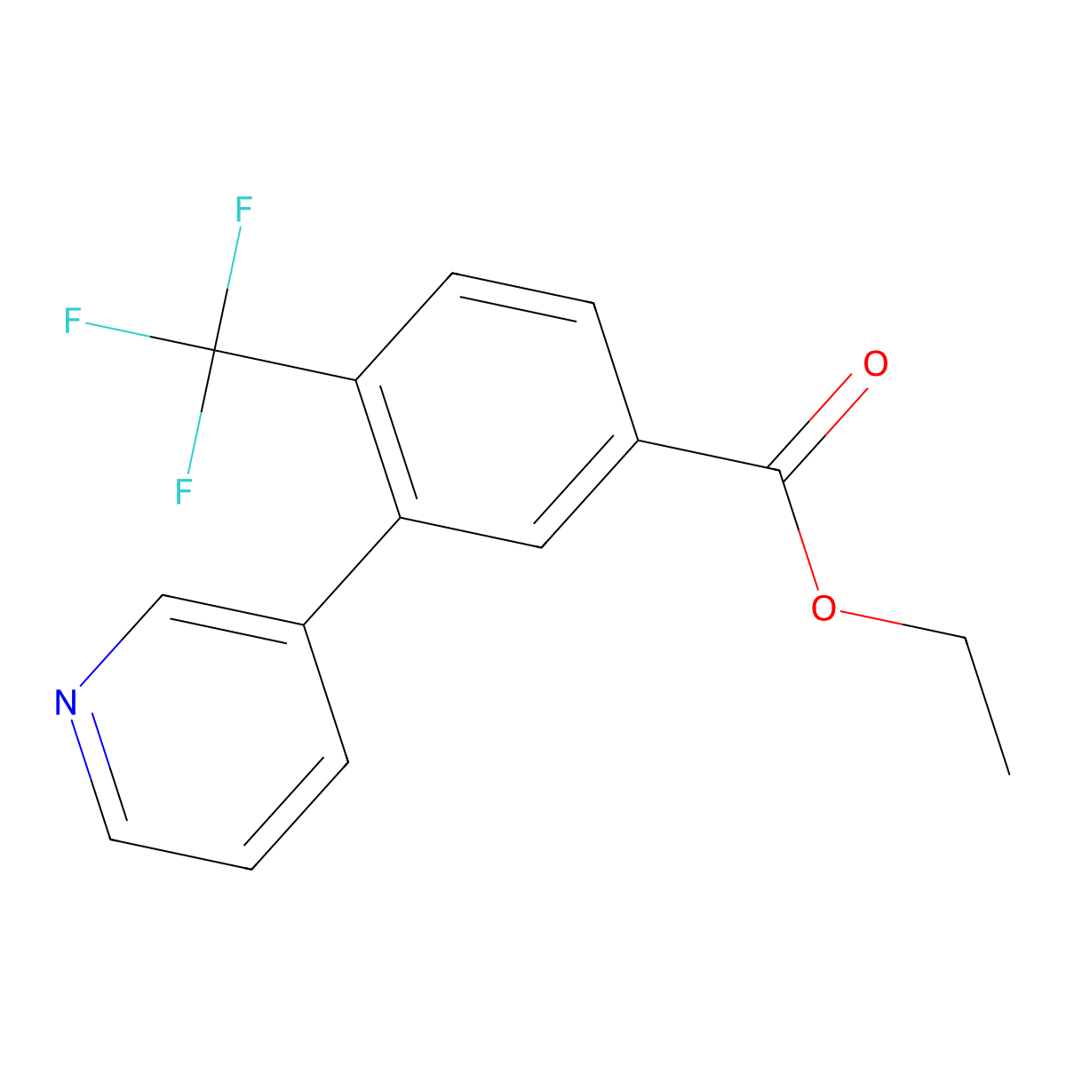 Ethyl 3-(3-pyridinyl)-4-(trifluoromethyl)benzoate molecular structure, CAS 1214377-01-1