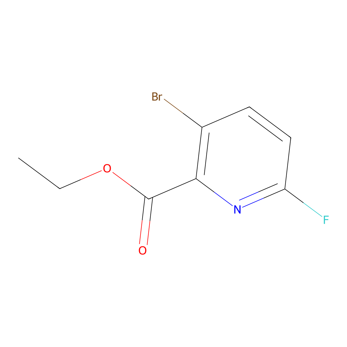 Ethyl 3-bromo-6-fluoropyridine-2-carboxylate molecular structure, CAS 1214377-16-8