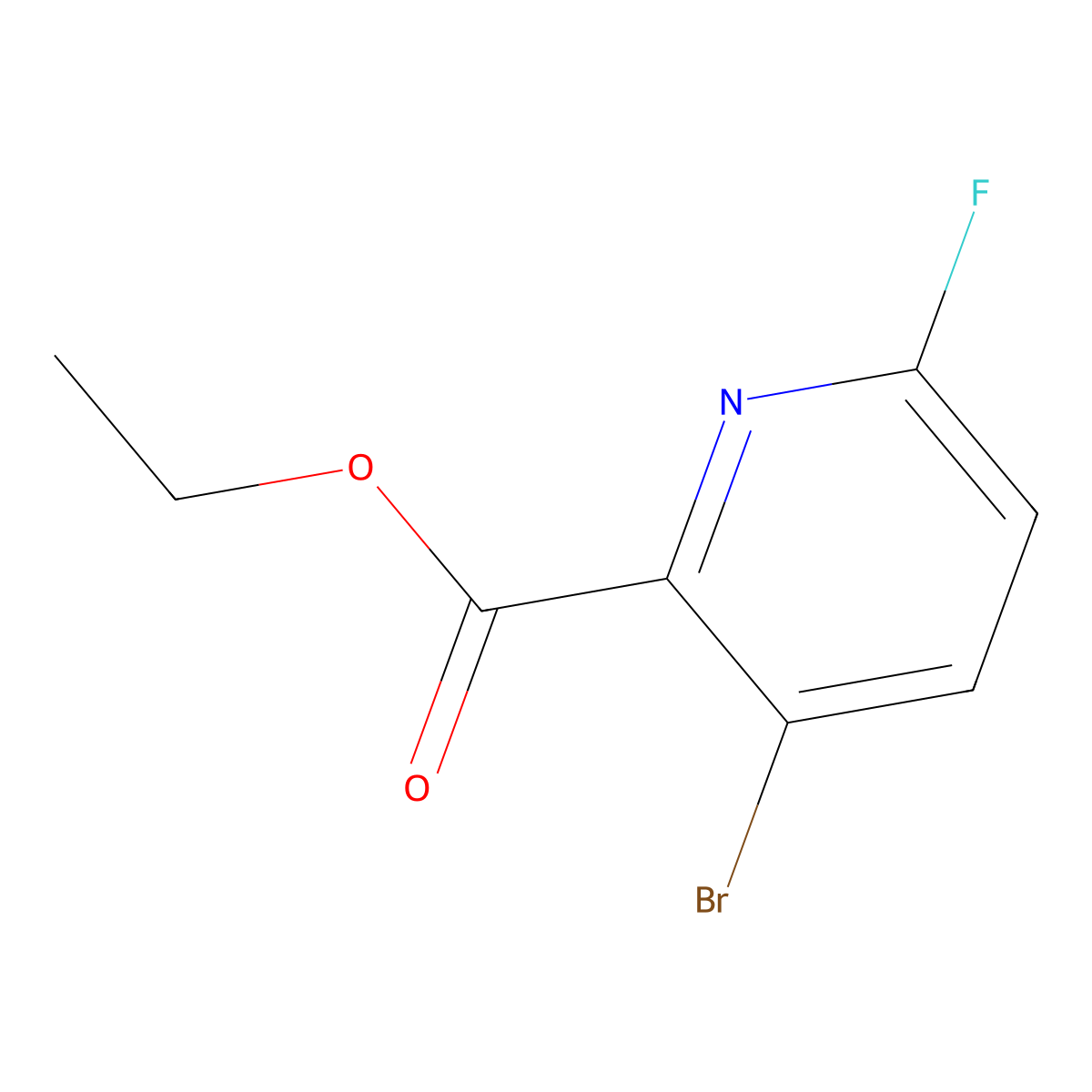 Ethyl 3-bromo-6-fluoropyridine-2-carboxylate molecular structure, CAS 1214377-16-8