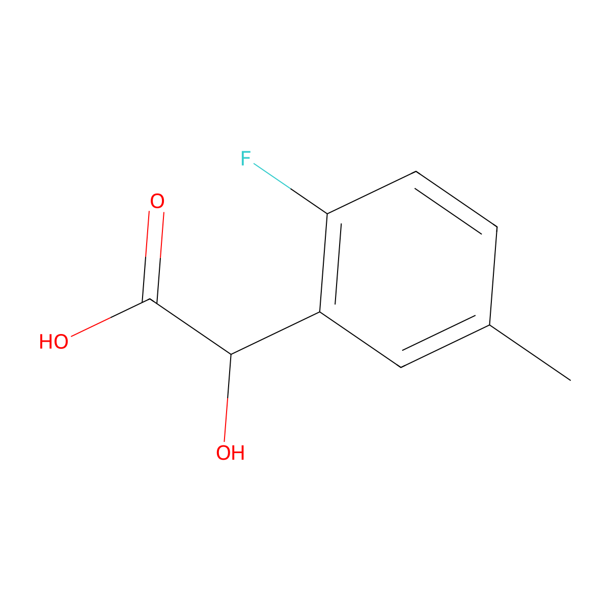 2-(2-Fluoro-5-methylphenyl)-2-hydroxyacetic acid molecular structure, CAS 1214377-21-5