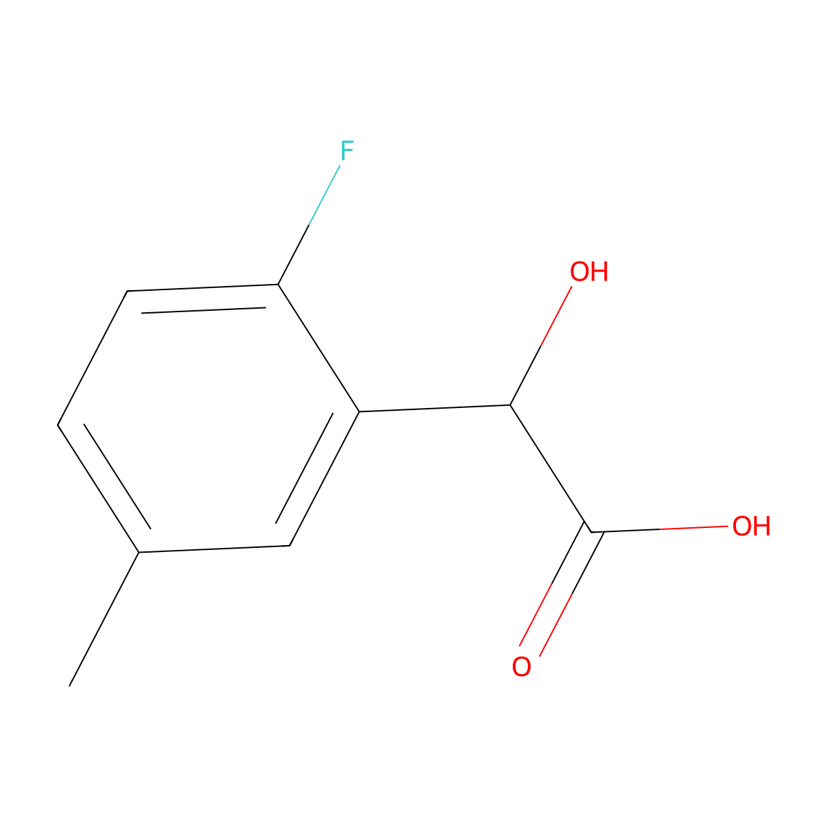 2-(2-Fluoro-5-methylphenyl)-2-hydroxyacetic acid molecular structure, CAS 1214377-21-5