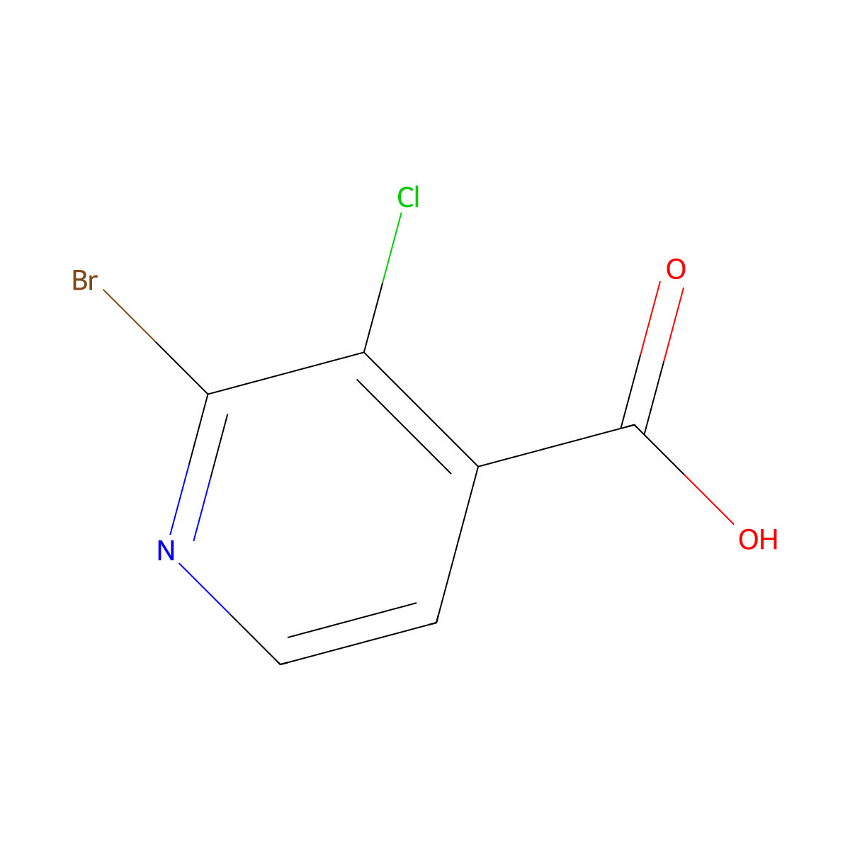2-Bromo-3-chloropyridine-4-carboxylic acid molecular structure, CAS 1214377-39-5