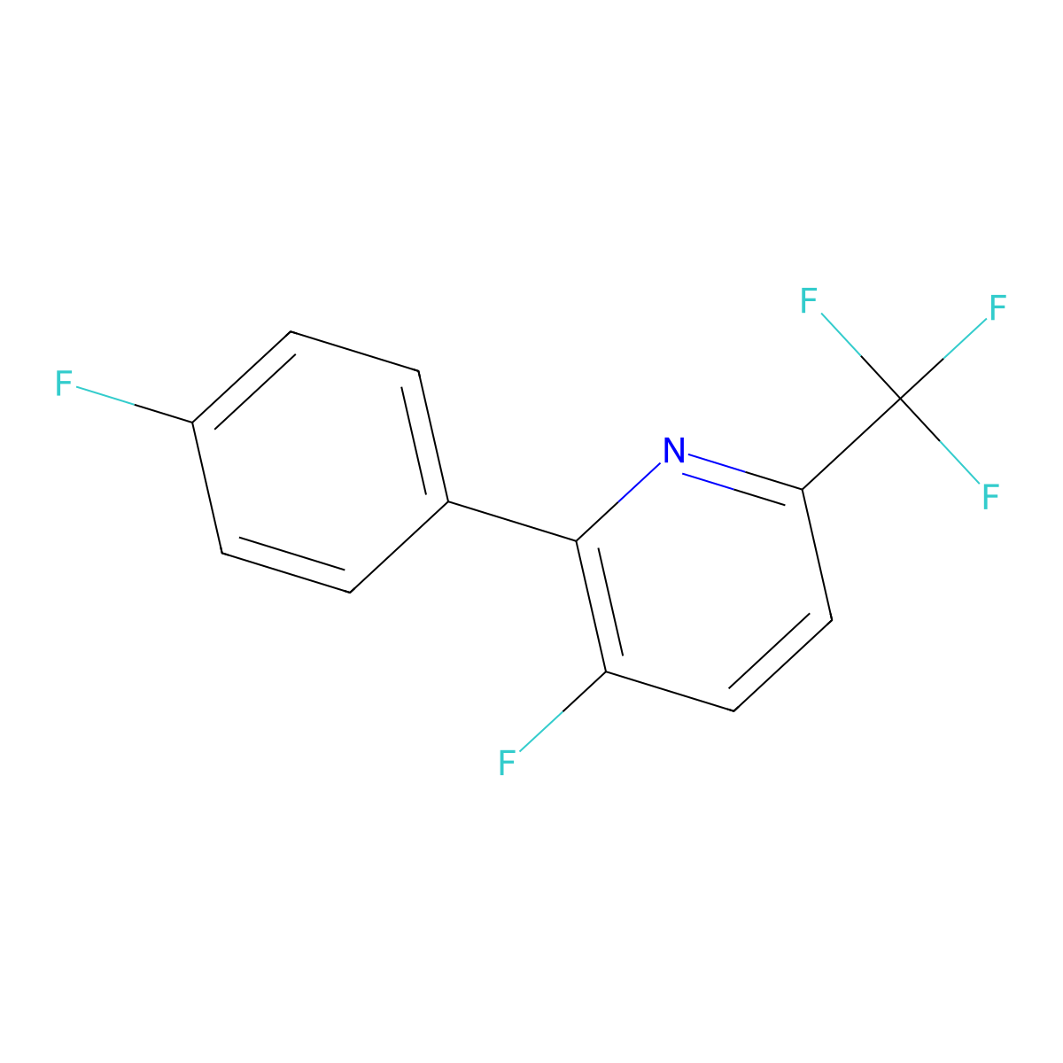 3-Fluoro-2-(4-fluorophenyl)-6-(trifluoromethyl)pyridine molecular structure, CAS 1214377-51-1