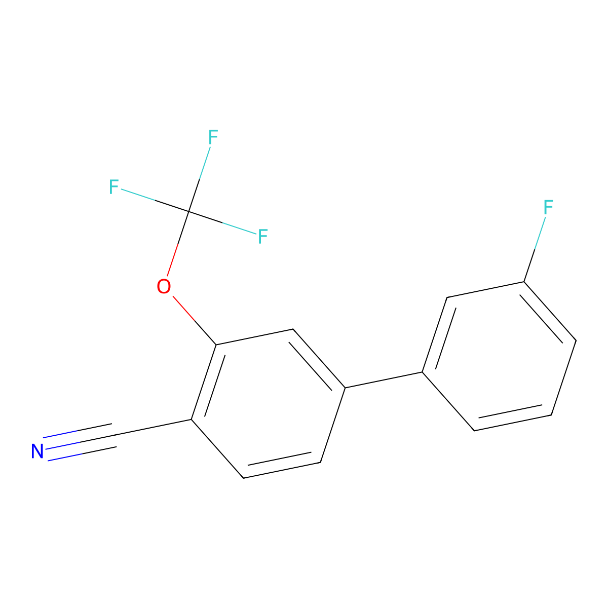 3'-Fluoro-3-(trifluoromethoxy)-[1,1'-biphenyl]-4-carbonitrile molecular structure, CAS 1214377-59-9