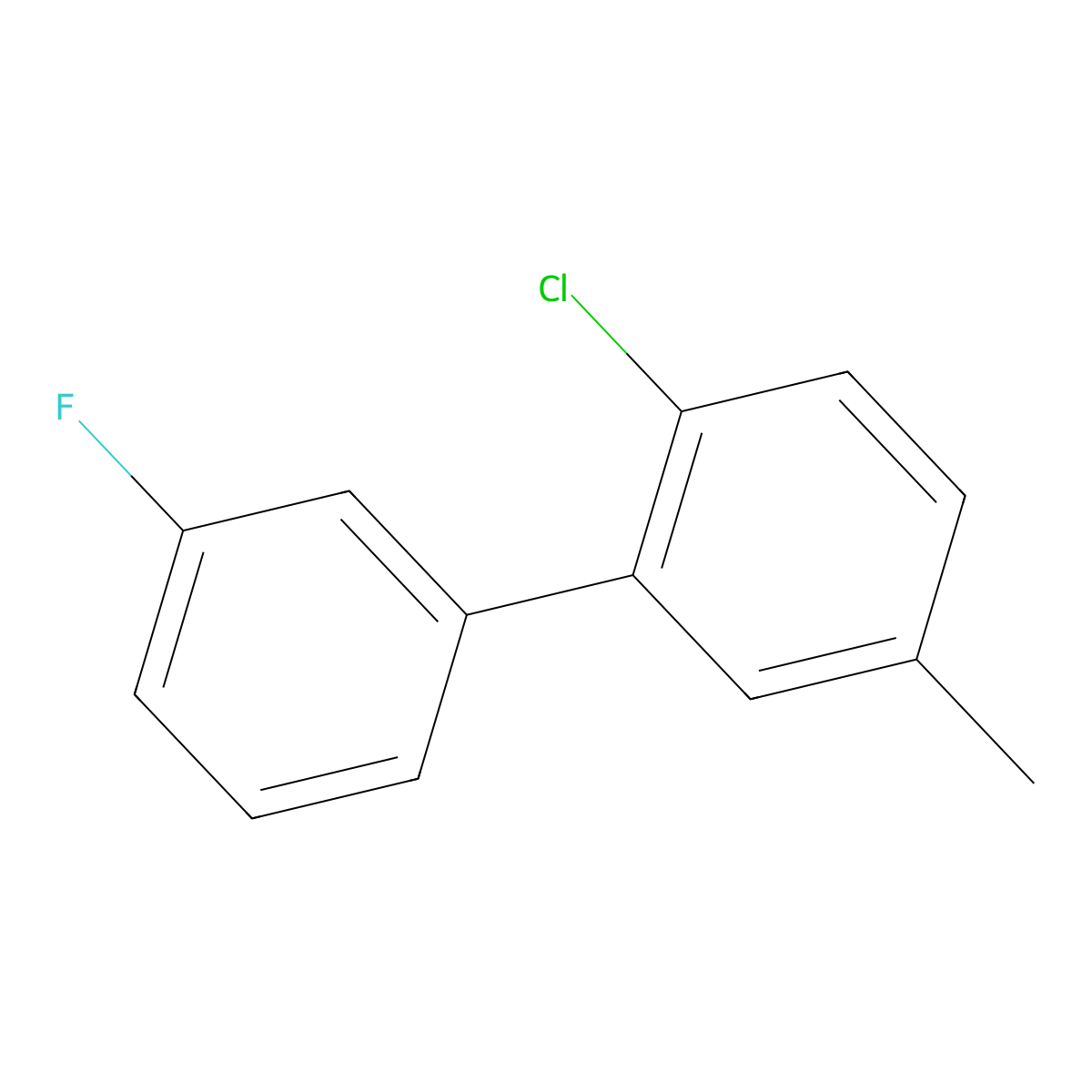 2-Chloro-3'-fluoro-5-methyl-1,1'-biphenyl molecular structure, CAS 1214378-01-4