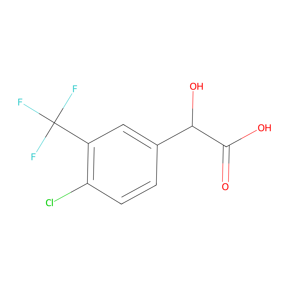 2-[4-Chloro-3-(trifluoromethyl)phenyl]-2-hydroxyacetic acid molecular structure, CAS 1214378-05-8
