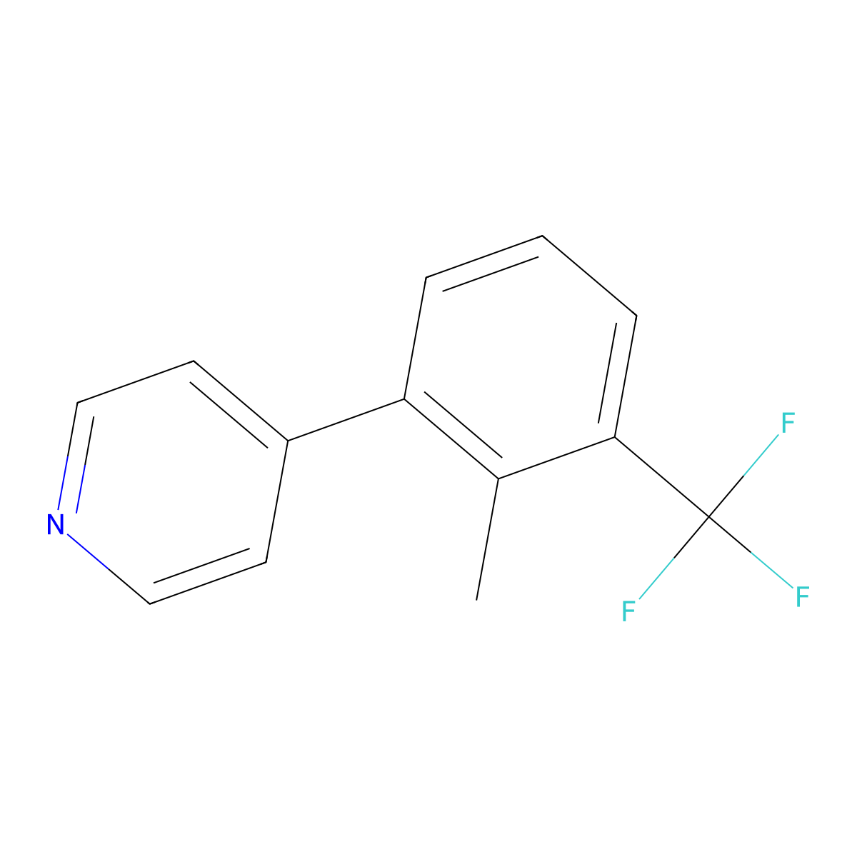 4-(2-Methyl-3-(trifluoromethyl)phenyl)pyridine molecular structure, CAS 1214378-20-7