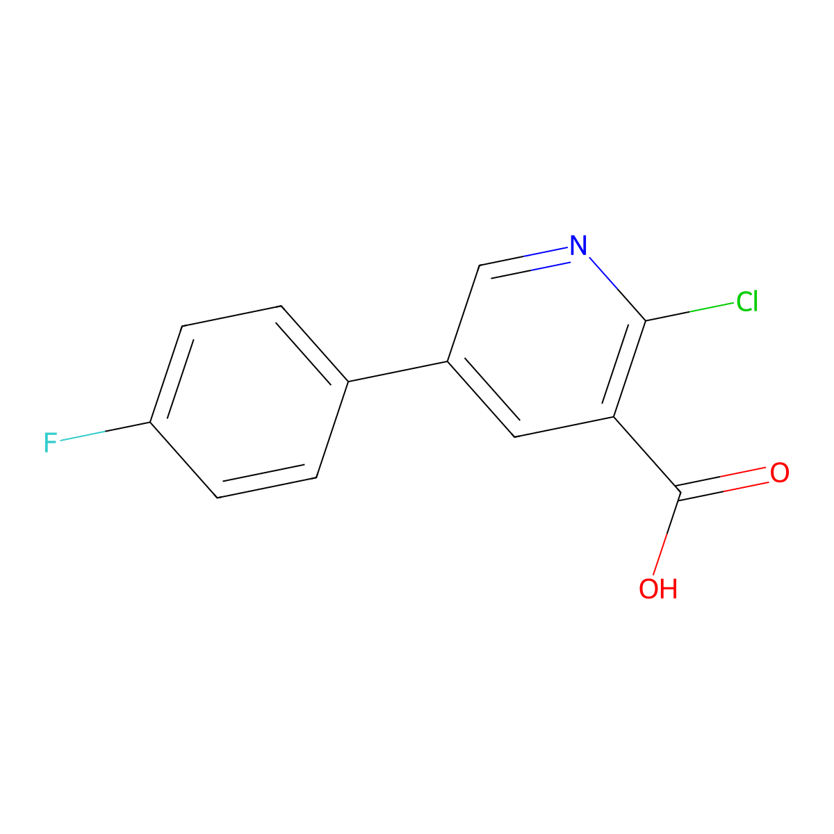 2-Chloro-5-(4-fluorophenyl)pyridine-3-carboxylic acid molecular structure, CAS 1214378-21-8