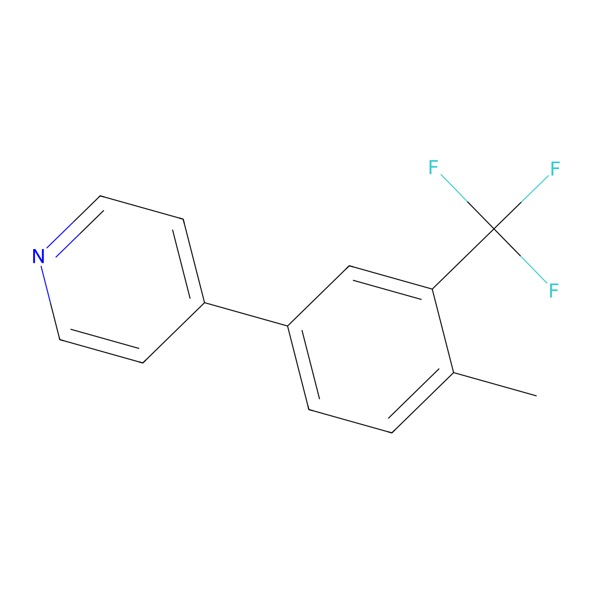 4-(4-Methyl-3-(trifluoromethyl)phenyl)pyridine molecular structure, CAS 1214378-28-5
