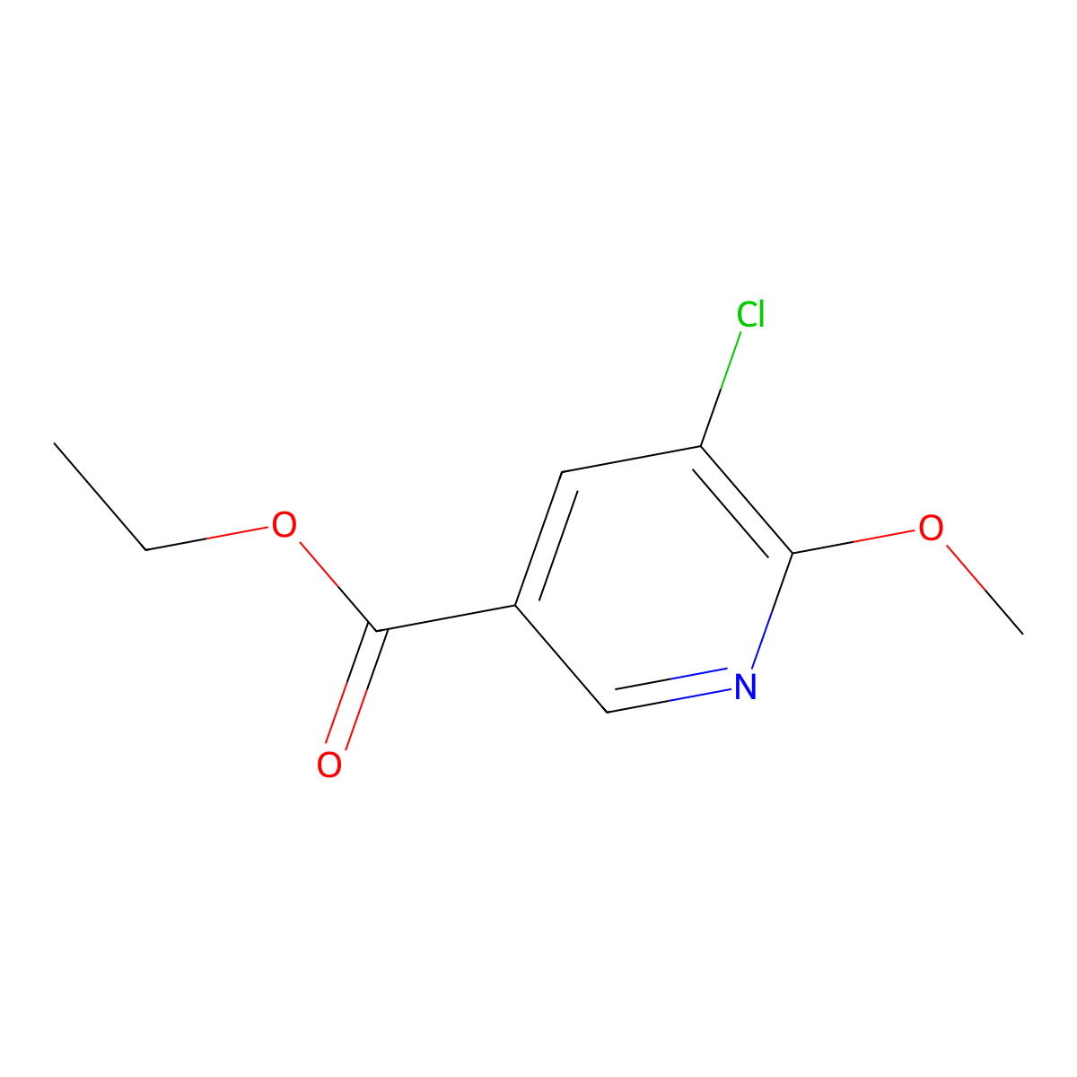 Ethyl 3-chloro-2-methoxypyridine-5-carboxylate molecular structure, CAS 1214379-15-3