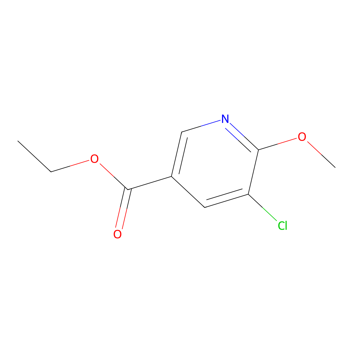 Ethyl 3-chloro-2-methoxypyridine-5-carboxylate molecular structure, CAS 1214379-15-3