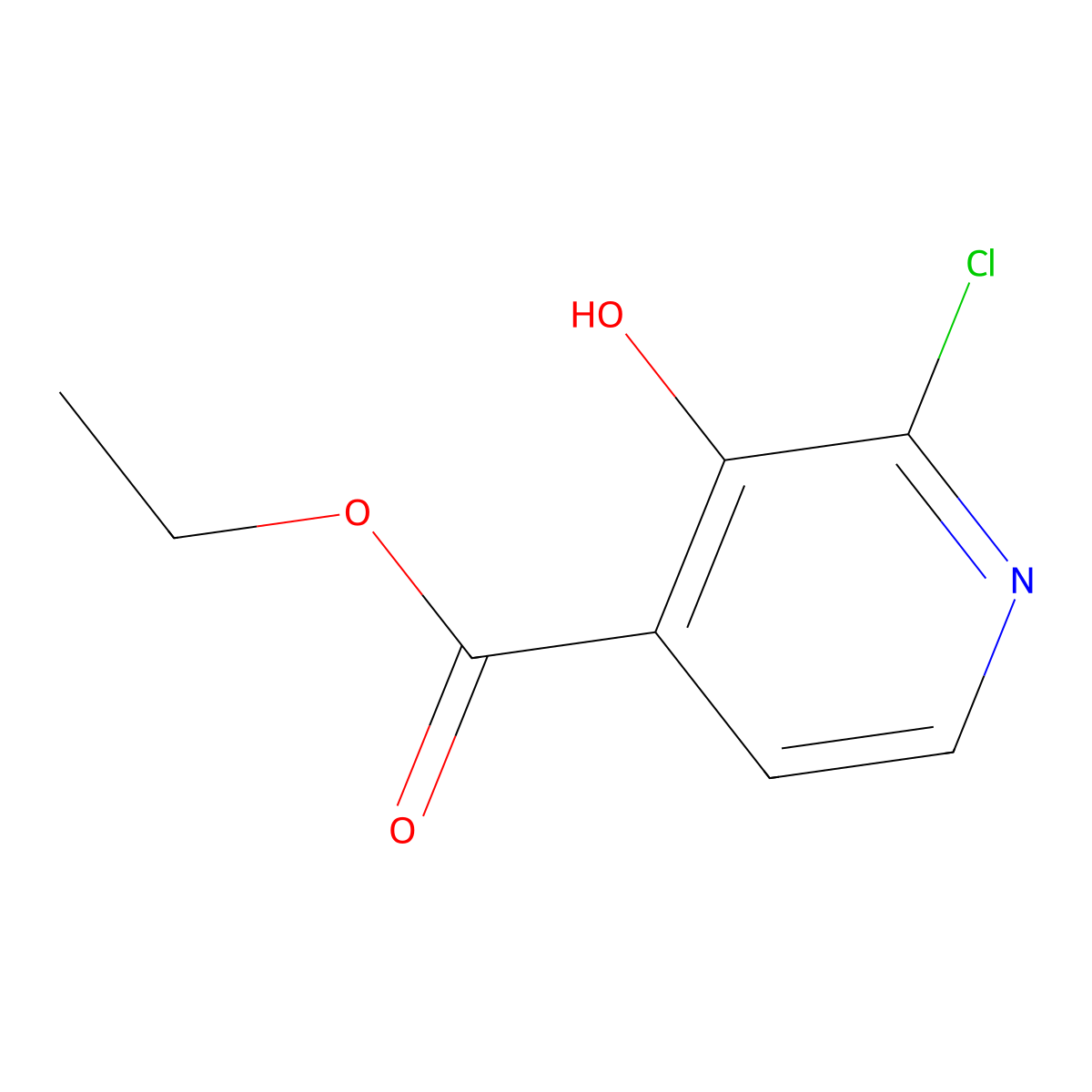 Ethyl 2-chloro-3-hydroxyisonicotinate molecular structure, CAS 1214379-35-7