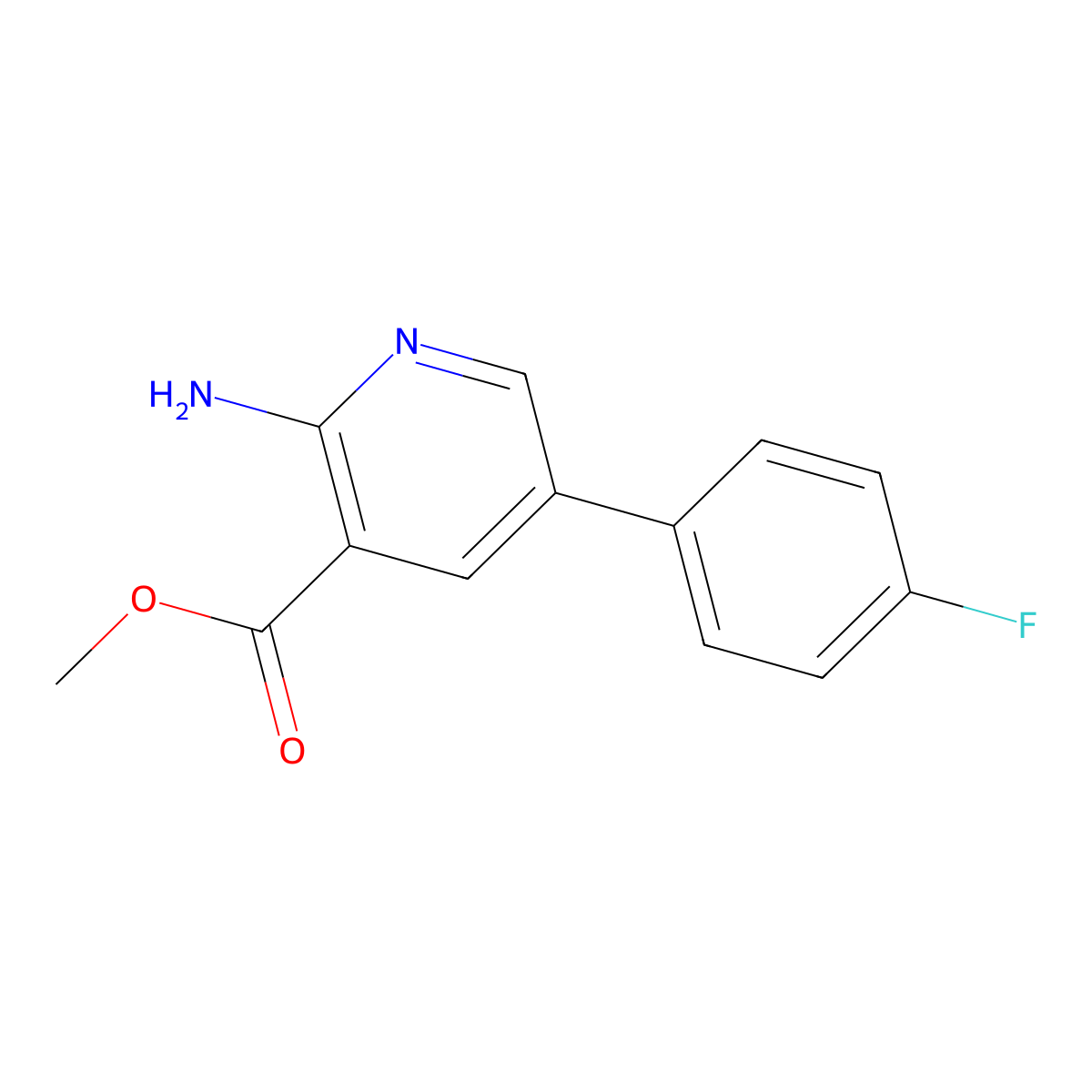Methyl 2-amino-5-(4-fluorophenyl)-3-pyridinecarboxylate molecular structure, CAS 1214379-57-3