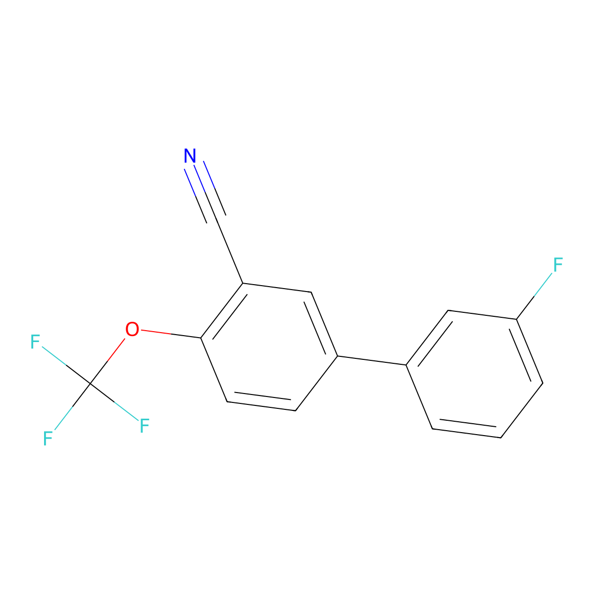 3'-Fluoro-4-(trifluoromethoxy)-[1,1'-biphenyl]-3-carbonitrile molecular structure, CAS 1214380-02-5